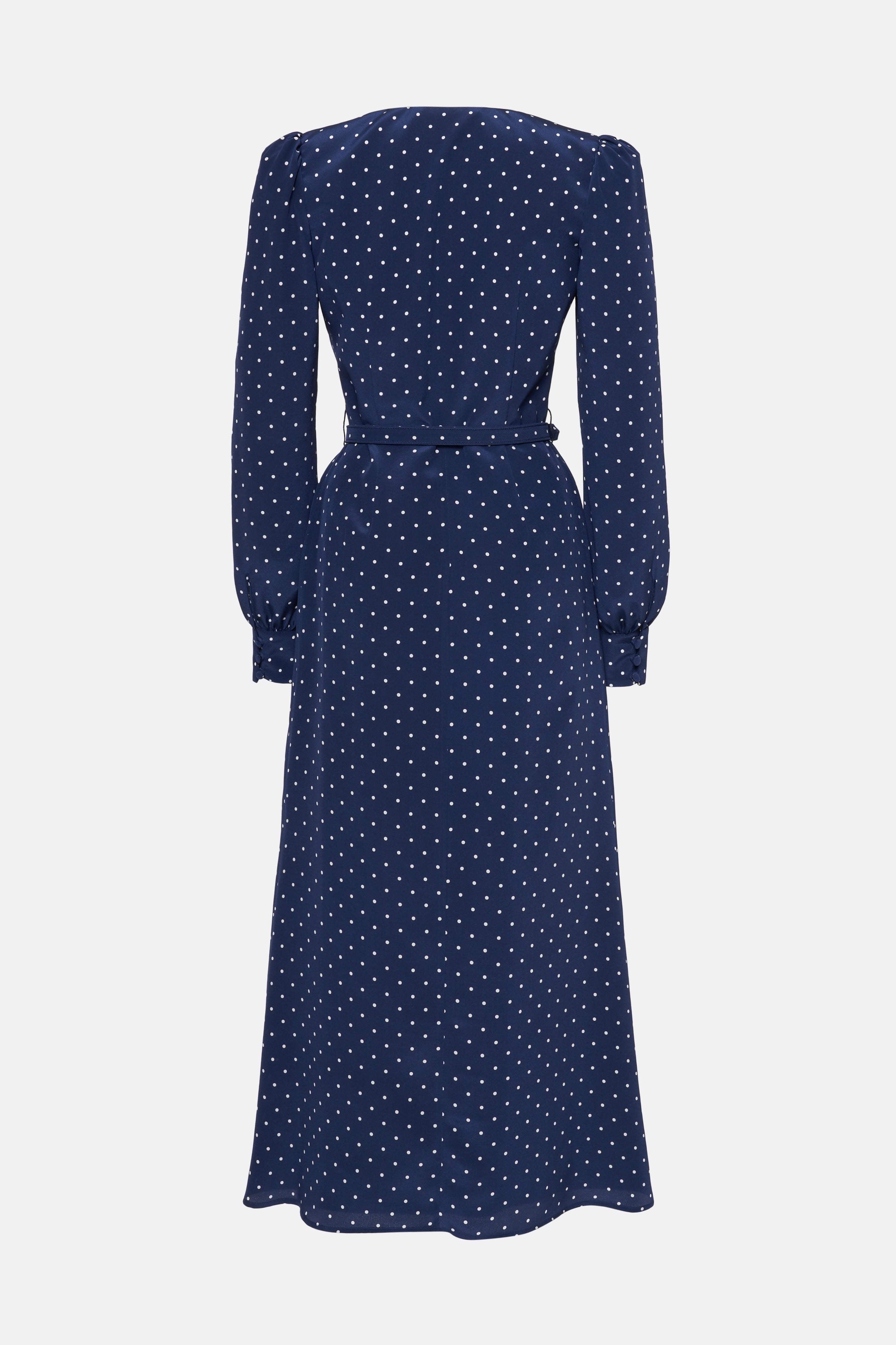 POLKA DOT PRINT DRESS WITH MIKADO COLLAR AND BELT