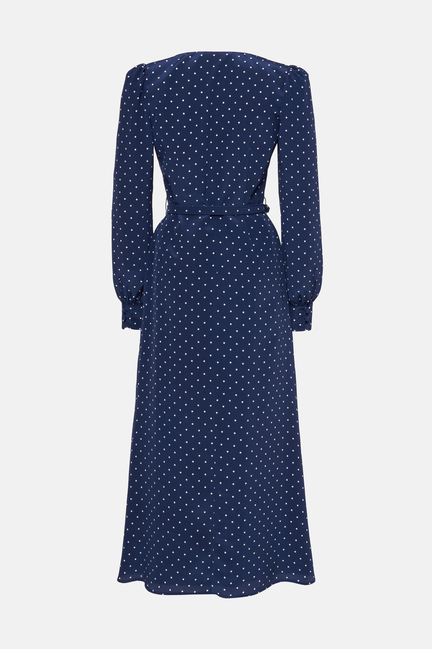 POLKA DOT PRINT DRESS WITH MIKADO COLLAR