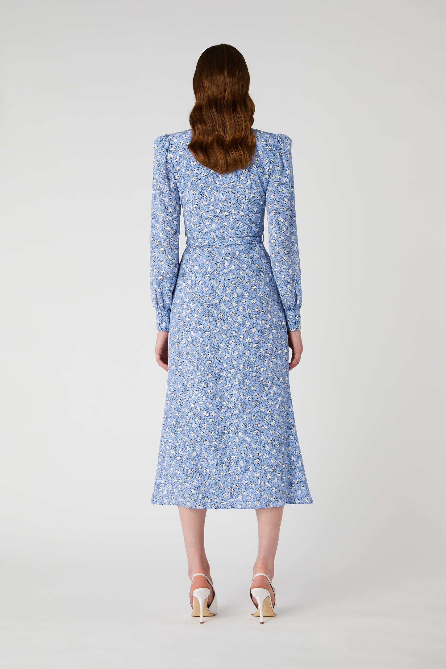 CLOVER PRINT DRESS WITH MIKADO COLLAR