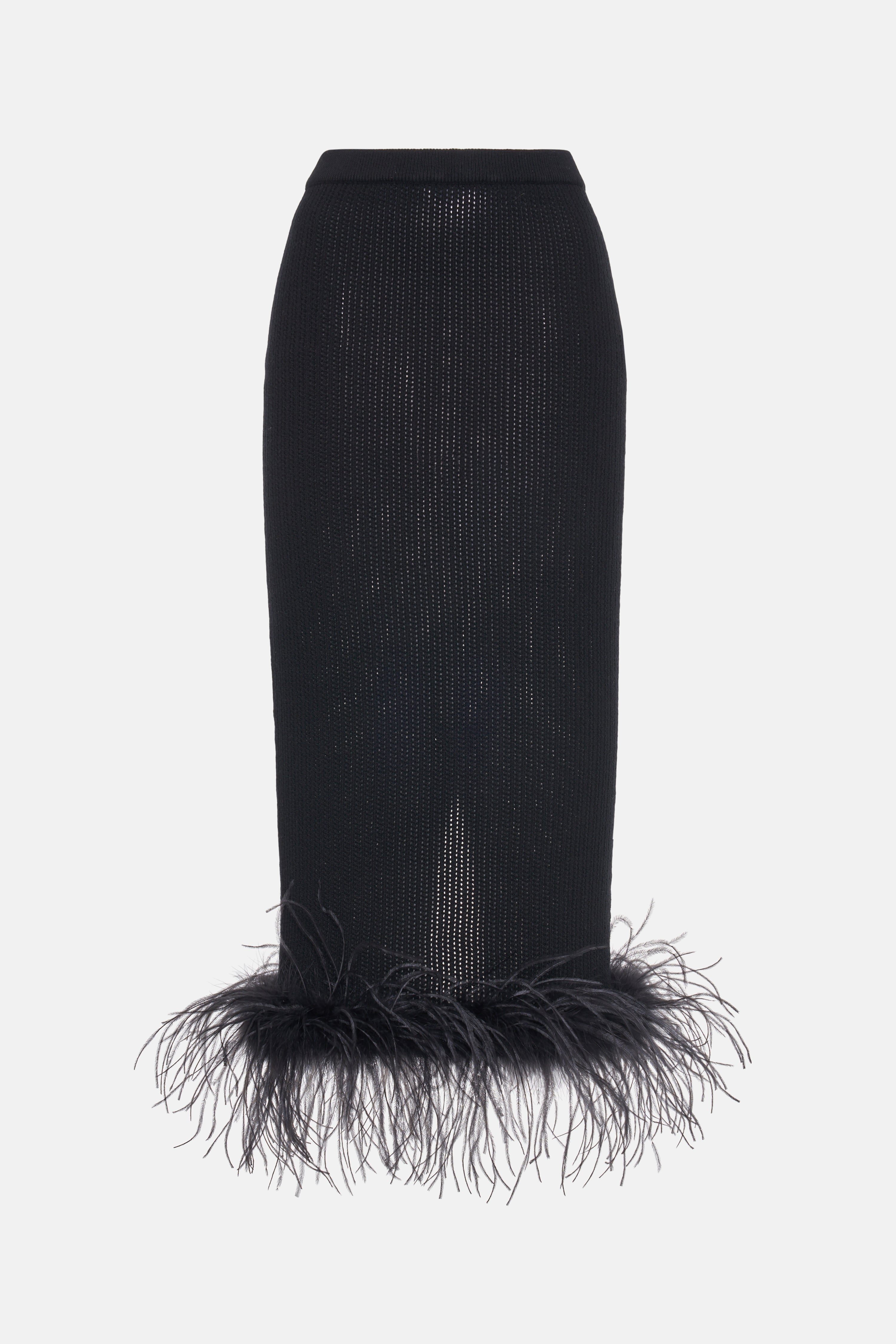 WOOL BLEND KNITTED SKIRT WITH FEATHERS
