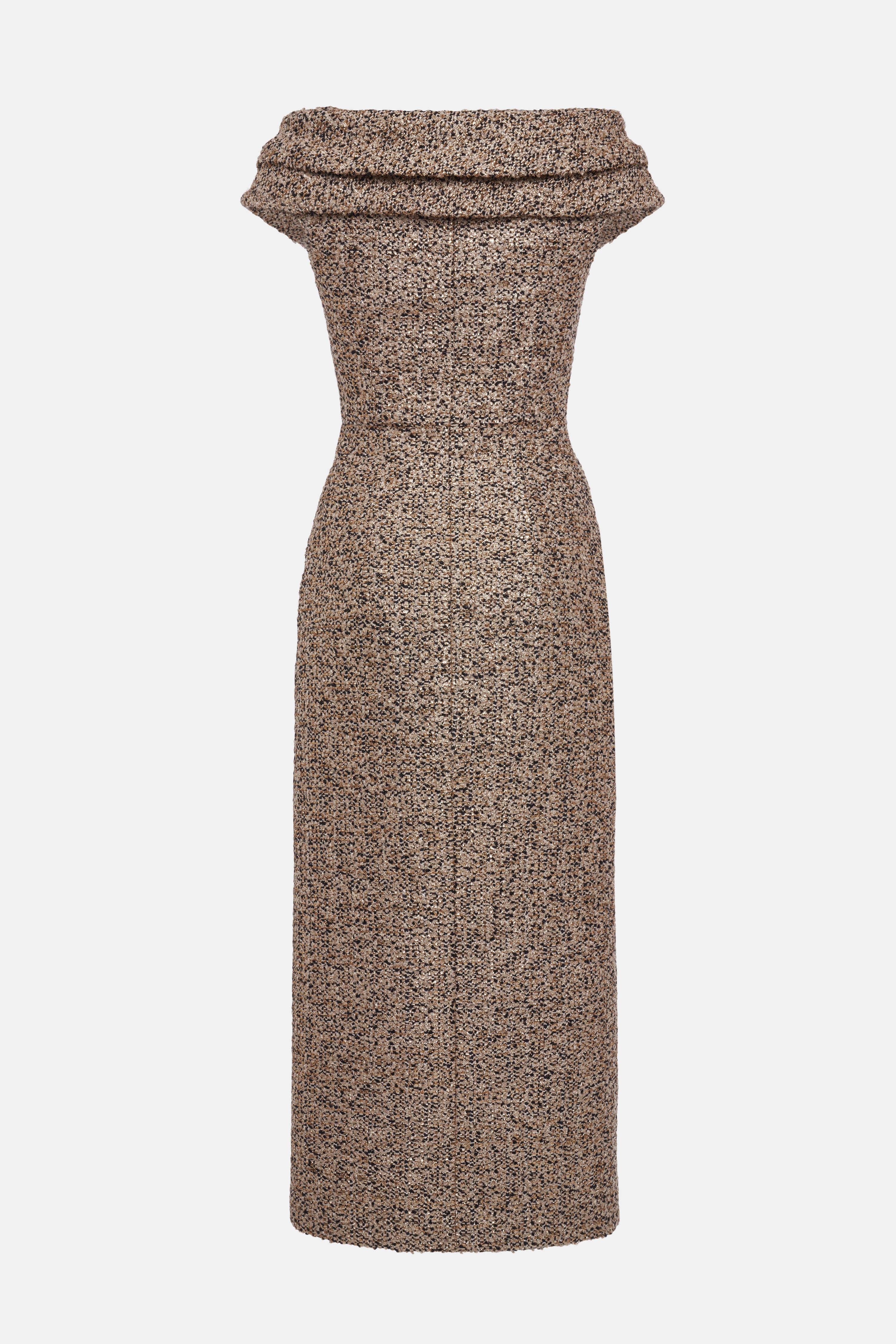 LUREX TWEED OFF THE SHOULDER DRESS