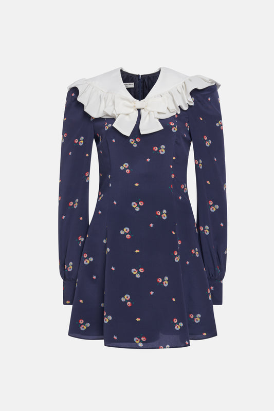 FLOWER PRINT MINI DRESS WITH COLLAR