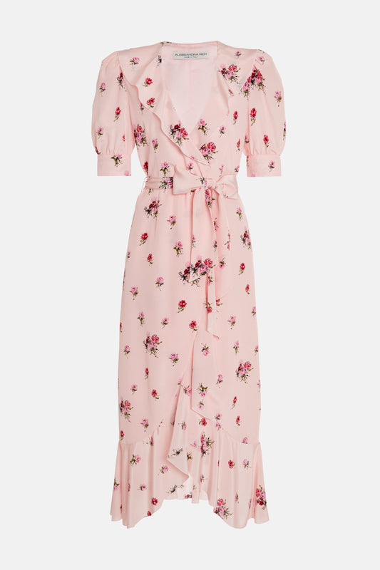 ROSE PRINT WRAP DRESS