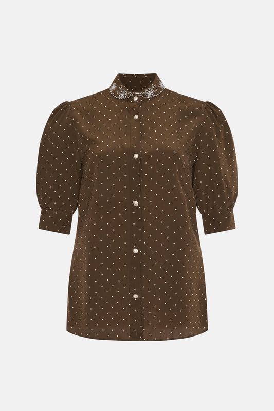 POLKA DOT BLOUSE WITH COLLAR