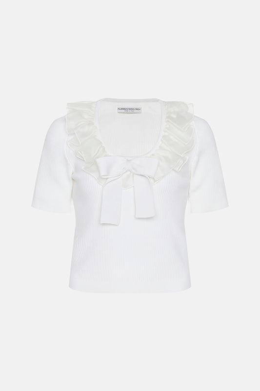 MERINO TOP WITH ORGANZA