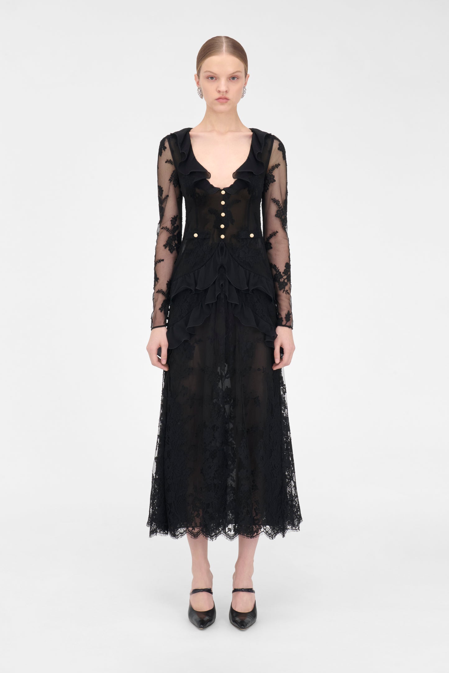 LACE DRESS WITH RUFFLES