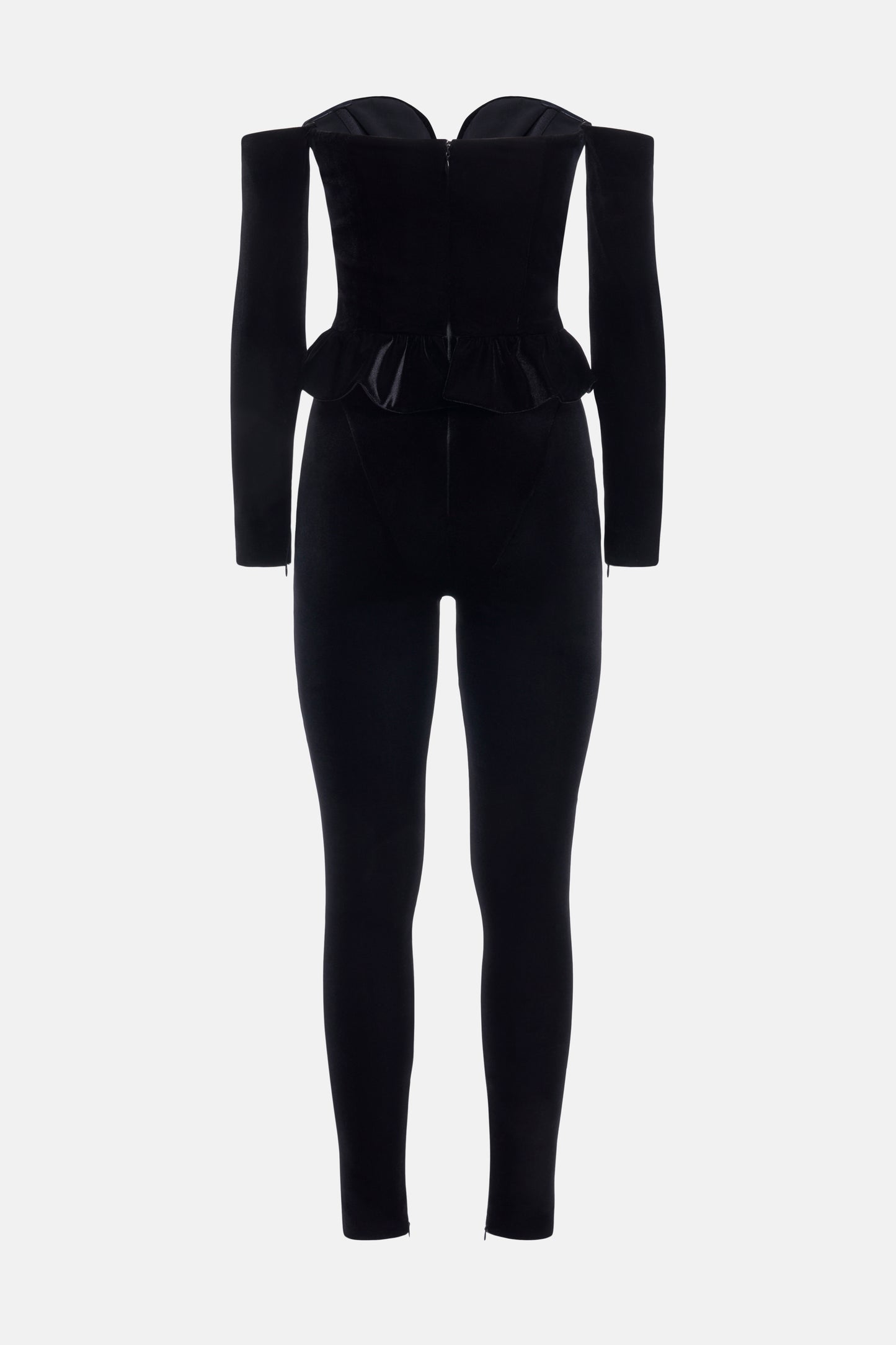 VELVET V-NECK JUMPSUIT