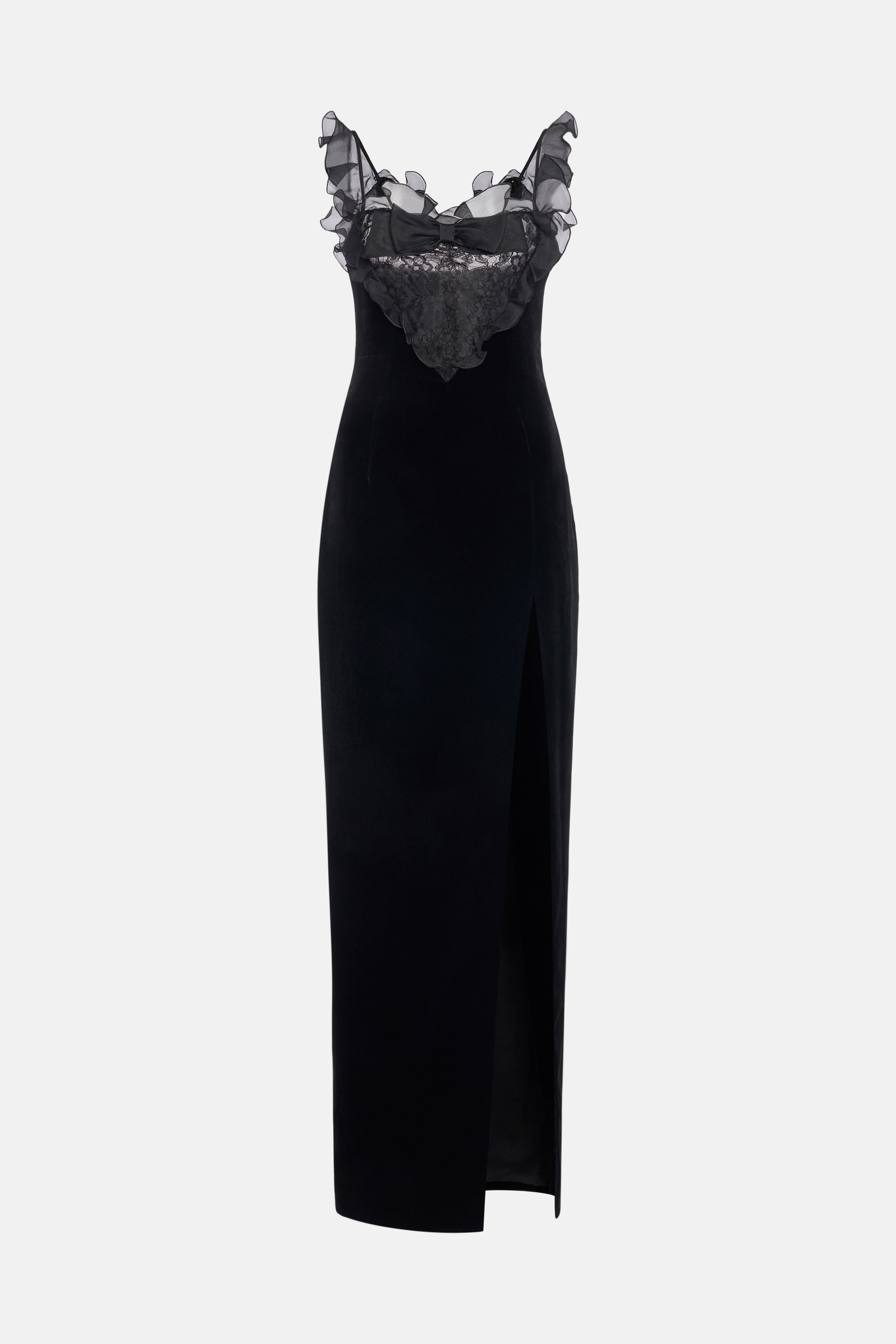 blue dress for baby girl VELVET DRESS WITH LACE BUSTIER – Alessandra Rich main image 0
