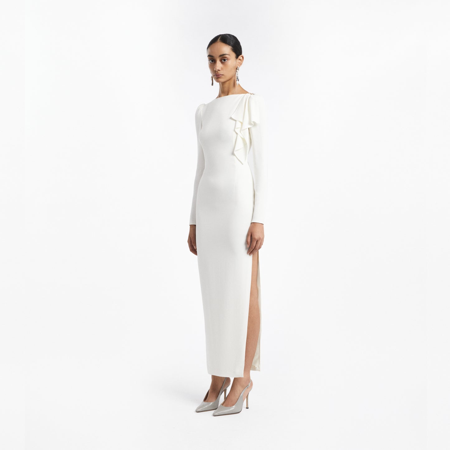 CADY EVENING DRESS WITH VOLANT