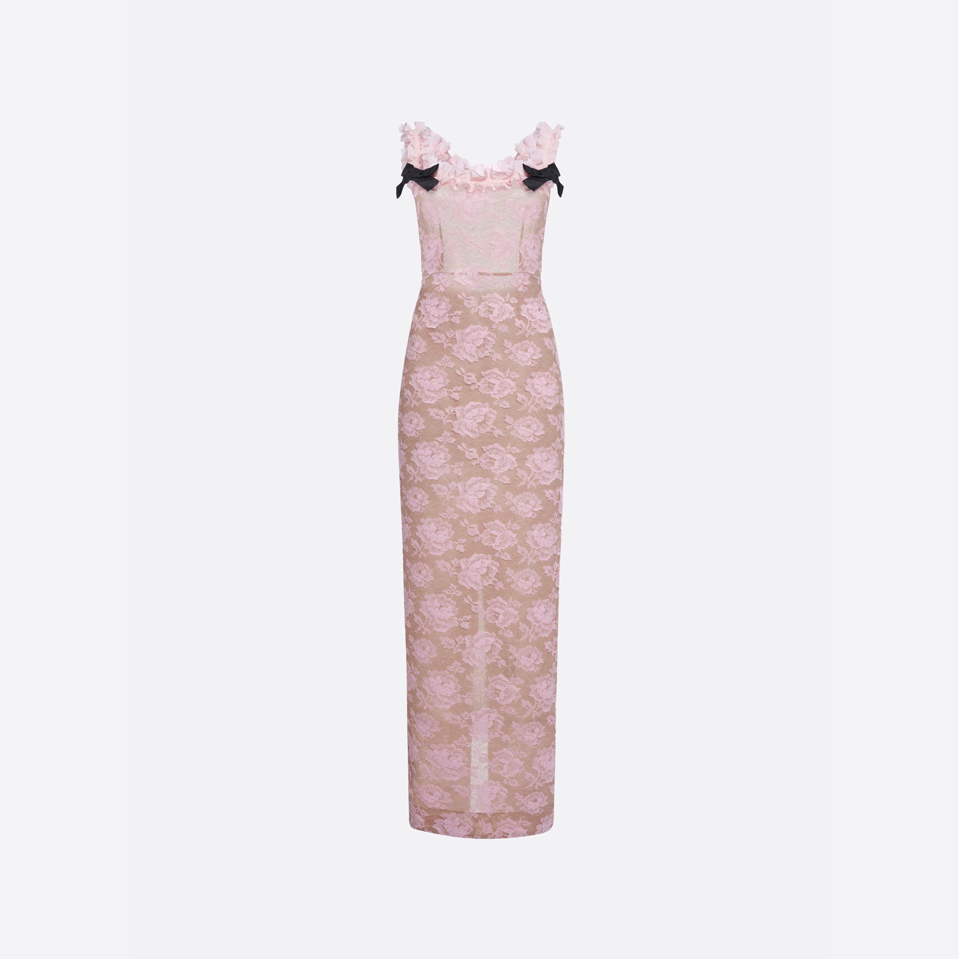 Lace evening slip dress with bows and ruffles | Alessandra Rich Lace evening slip dress with bows and ruffles | Alessandra Rich