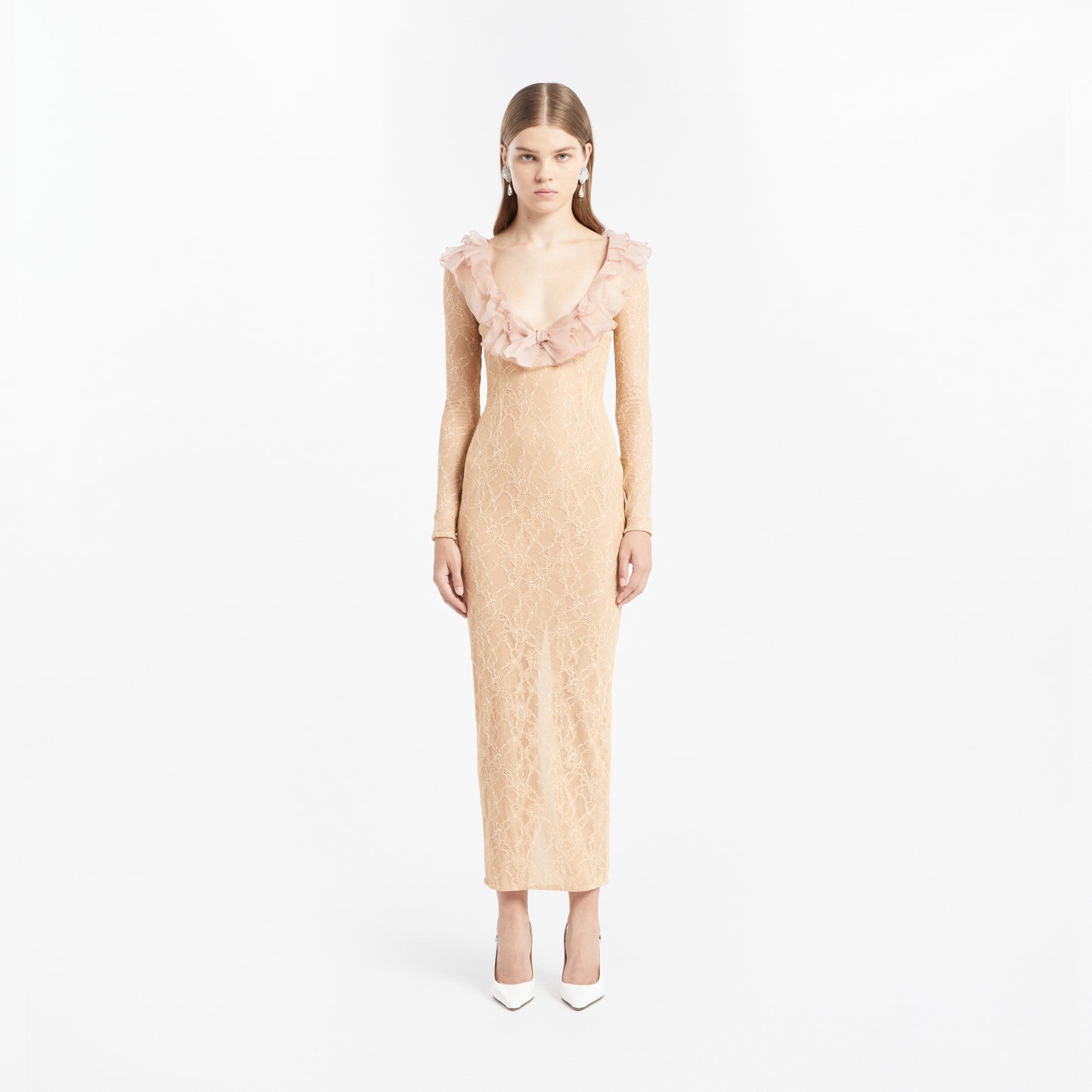 STRETCH LACE EVENING DRESS