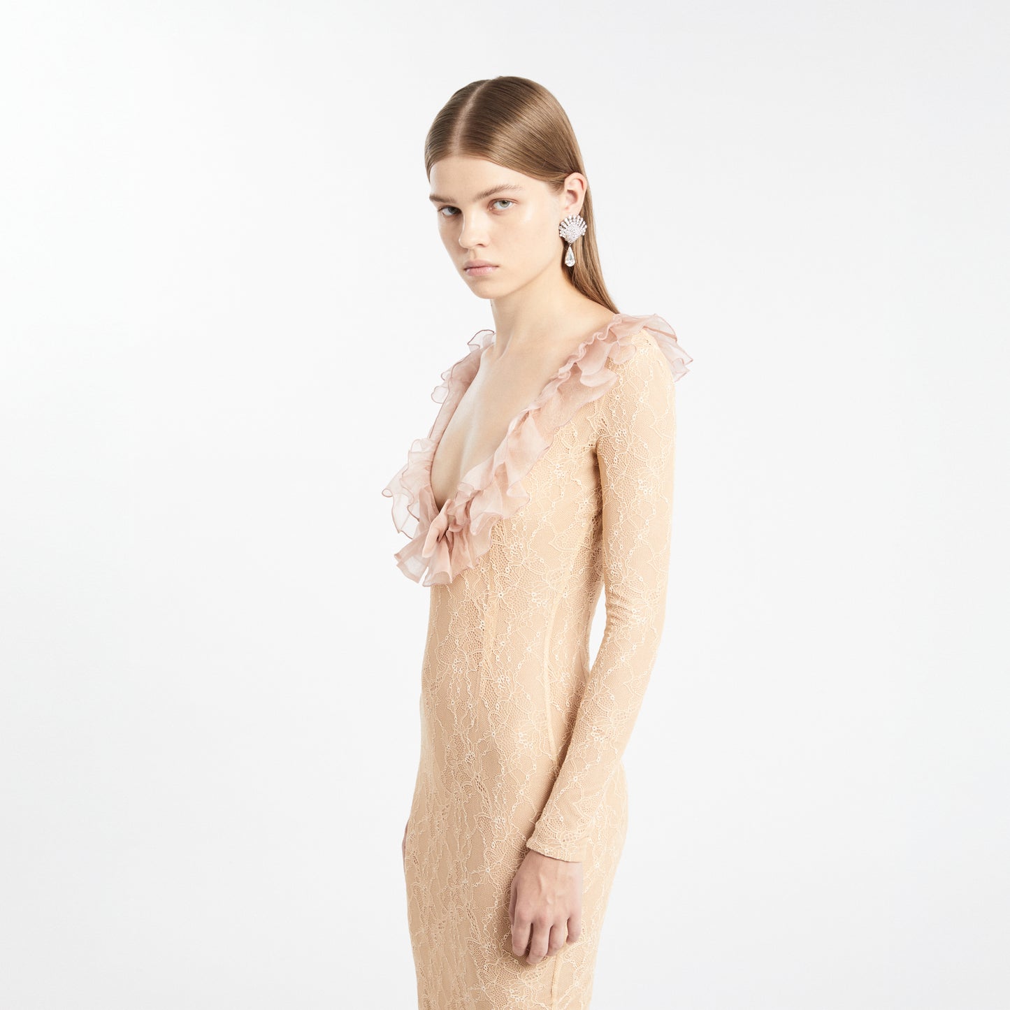 STRETCH LACE EVENING DRESS