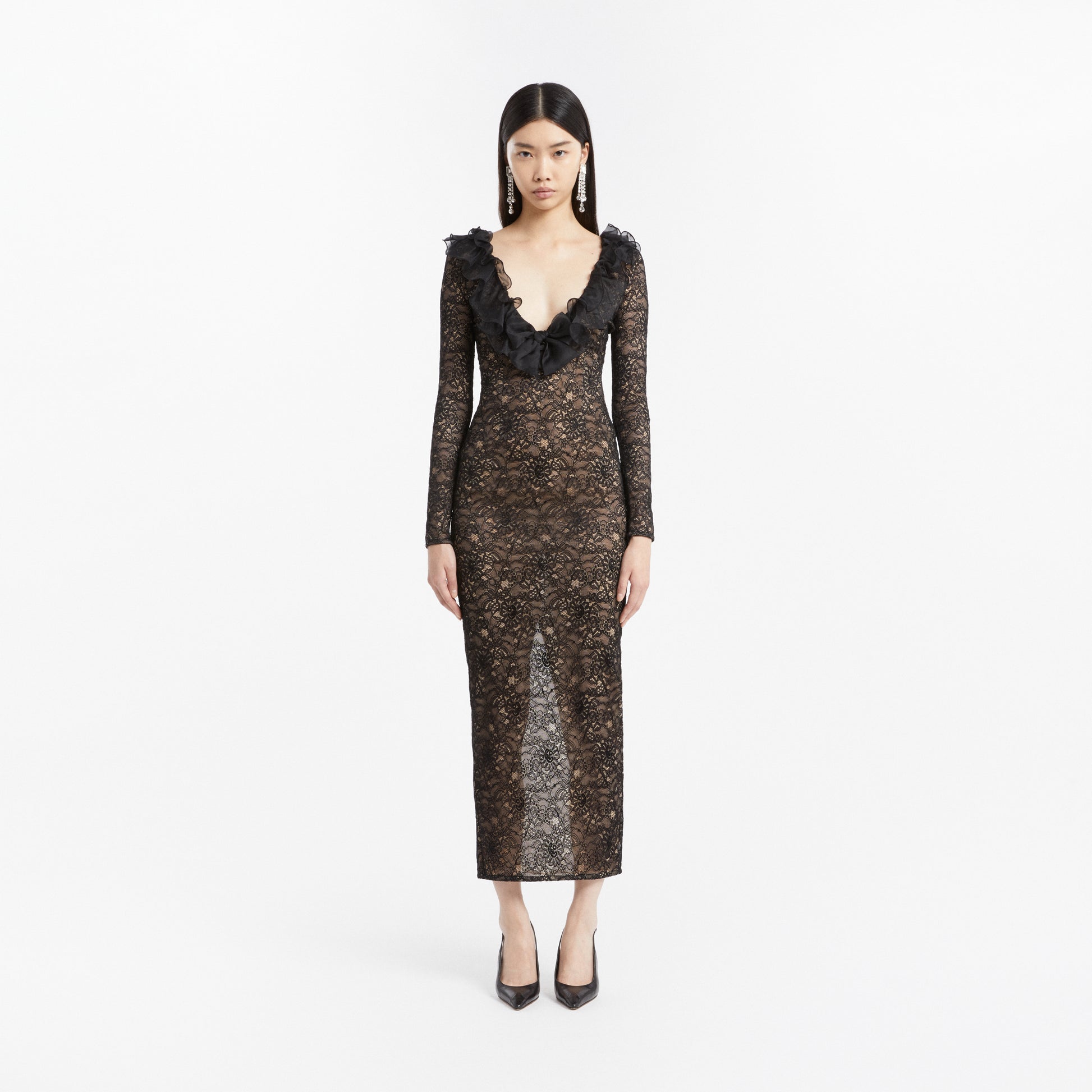 stretch lace sheath dress Black Le Stretch Lace Racer Tank Dress