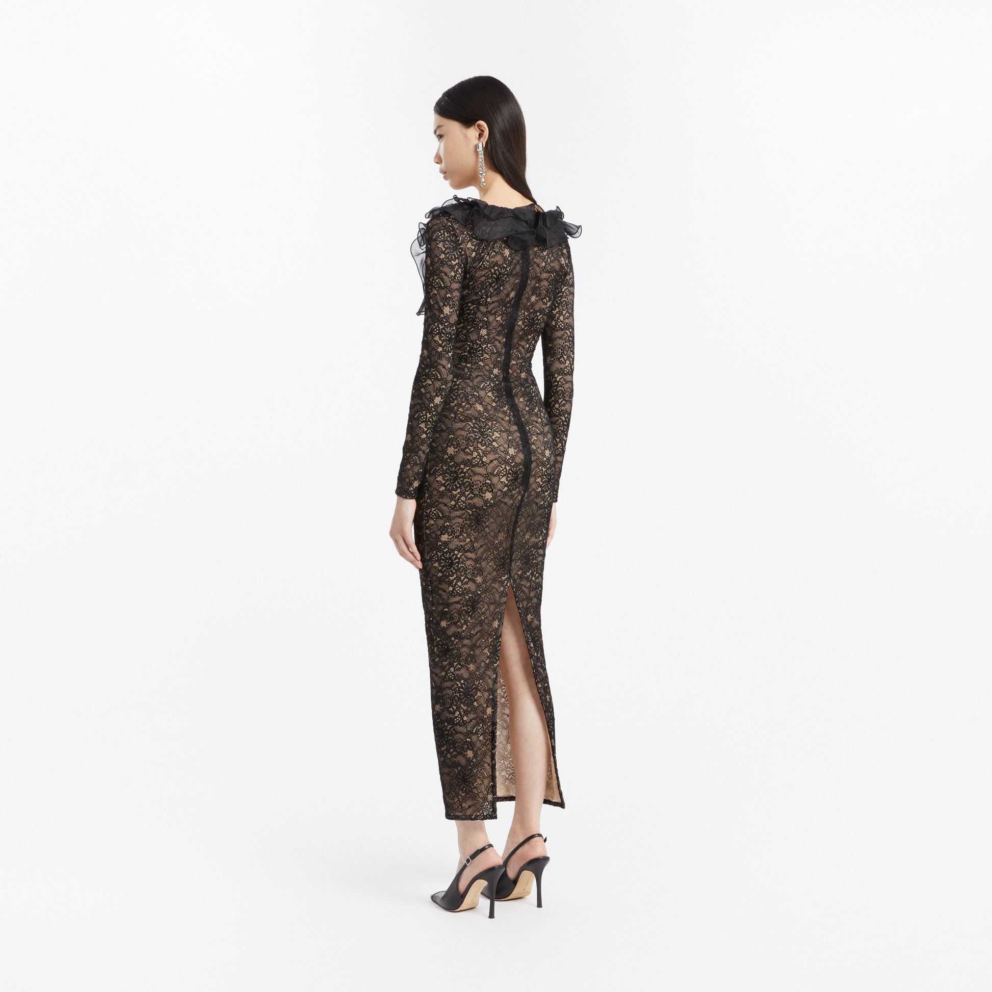 alessandra rich black lace dress Alessandra Rich Draped Lace Mini Dress