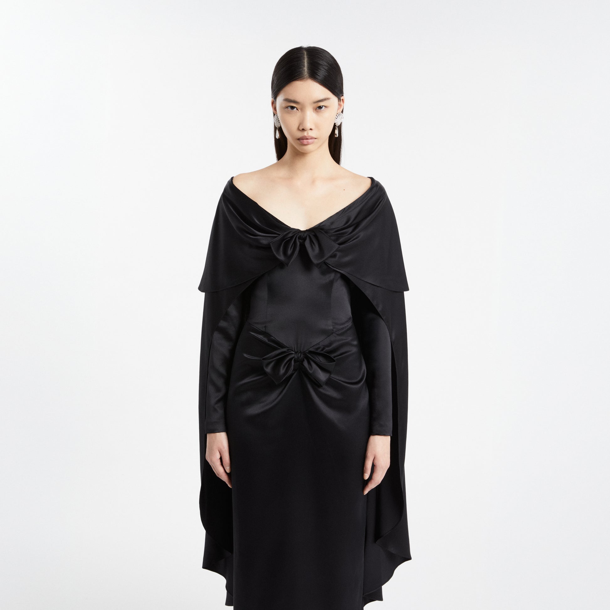 black silk party dress Silk Bardot Shift Dress