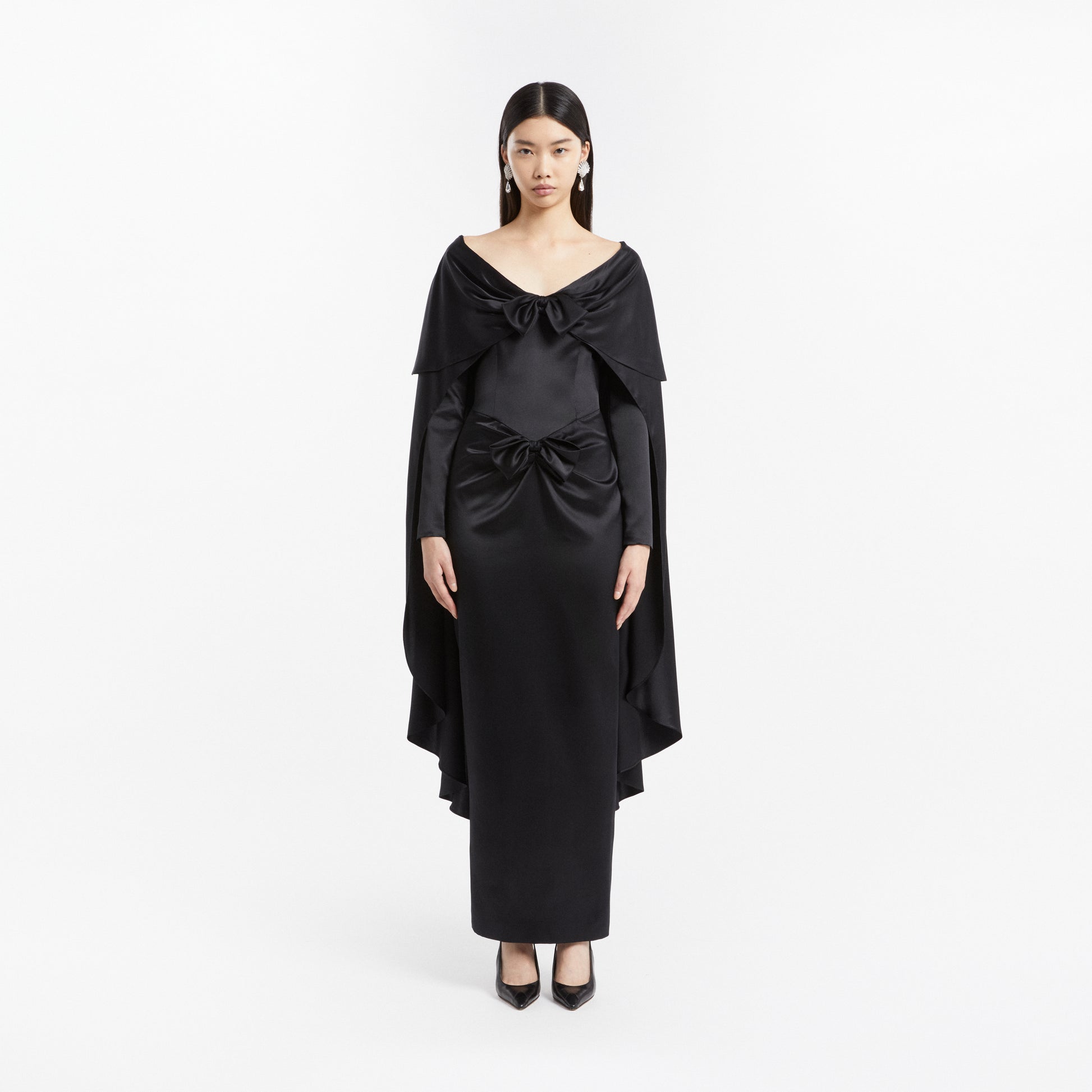 Alessandra Rich - Silk Satin Evening Dress With Cape - 38