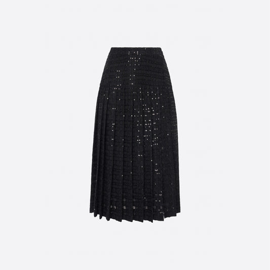 SEQUIN TWEED PLEATED SKIRT