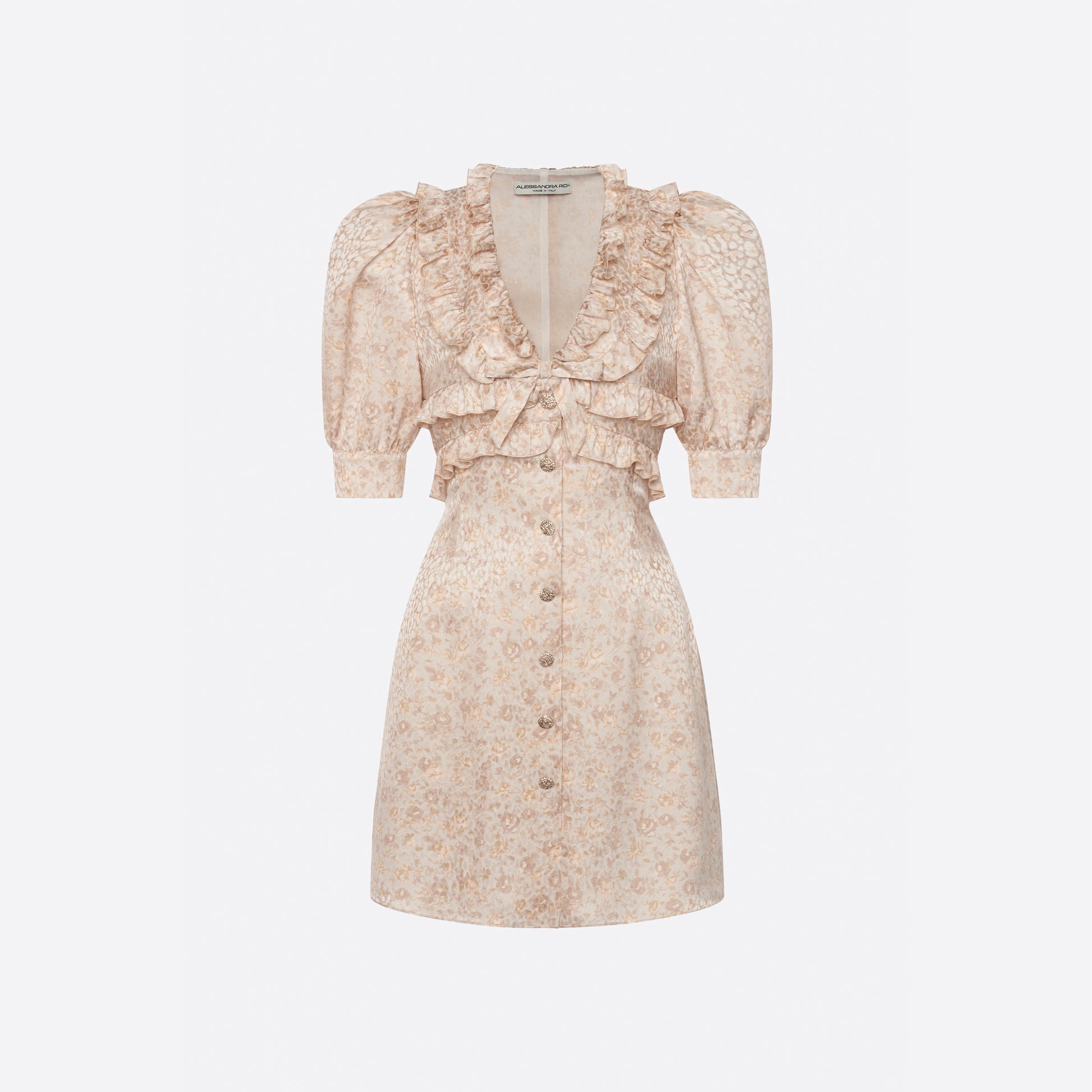 Floral-Print Silk Jacquard Mini Dress