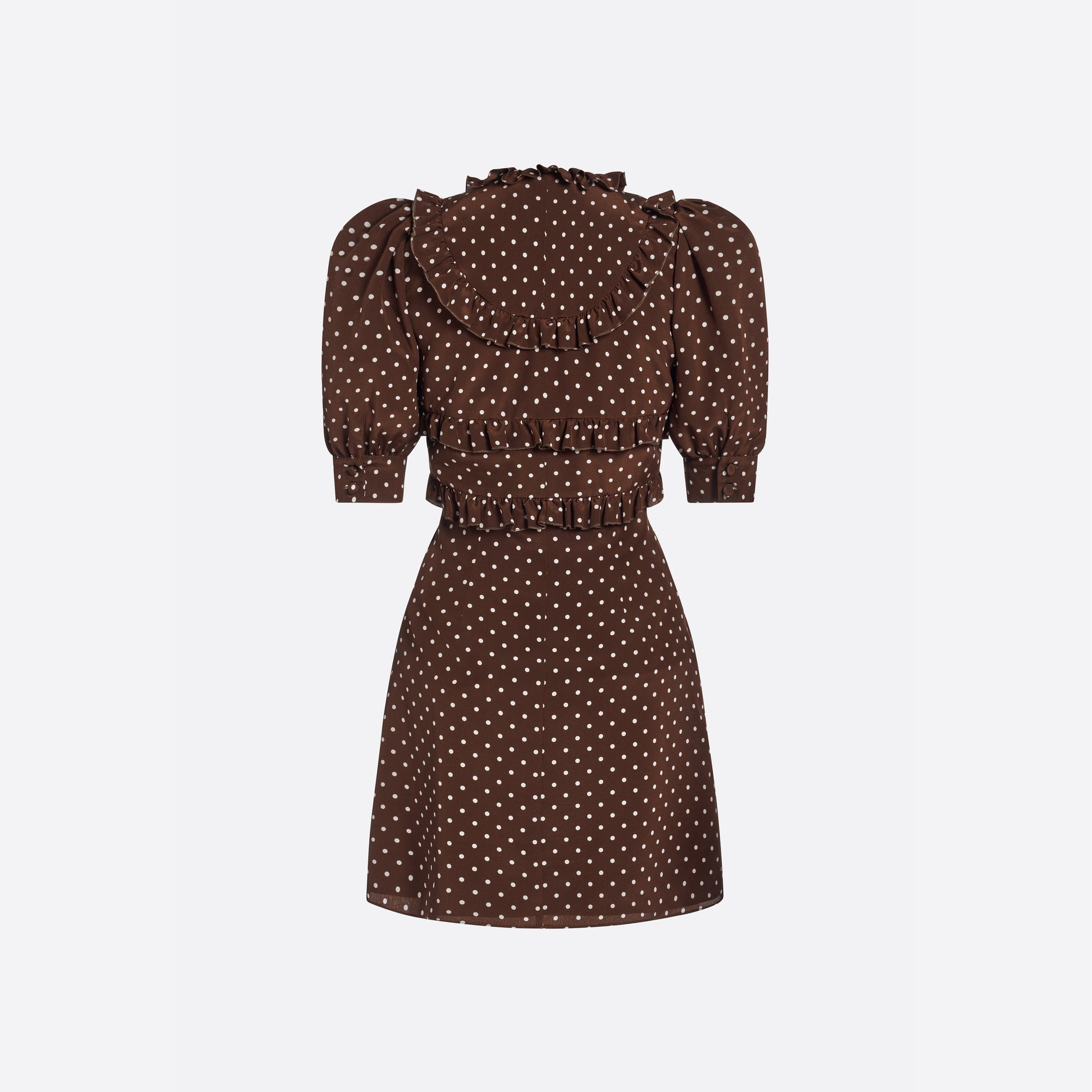 Alessandra Rich - Silk Polka Dot Mini Dress - 38 - Brown-white Alessandra Rich - Silk Polka Dot Mini Dress - 38 - Brown-white