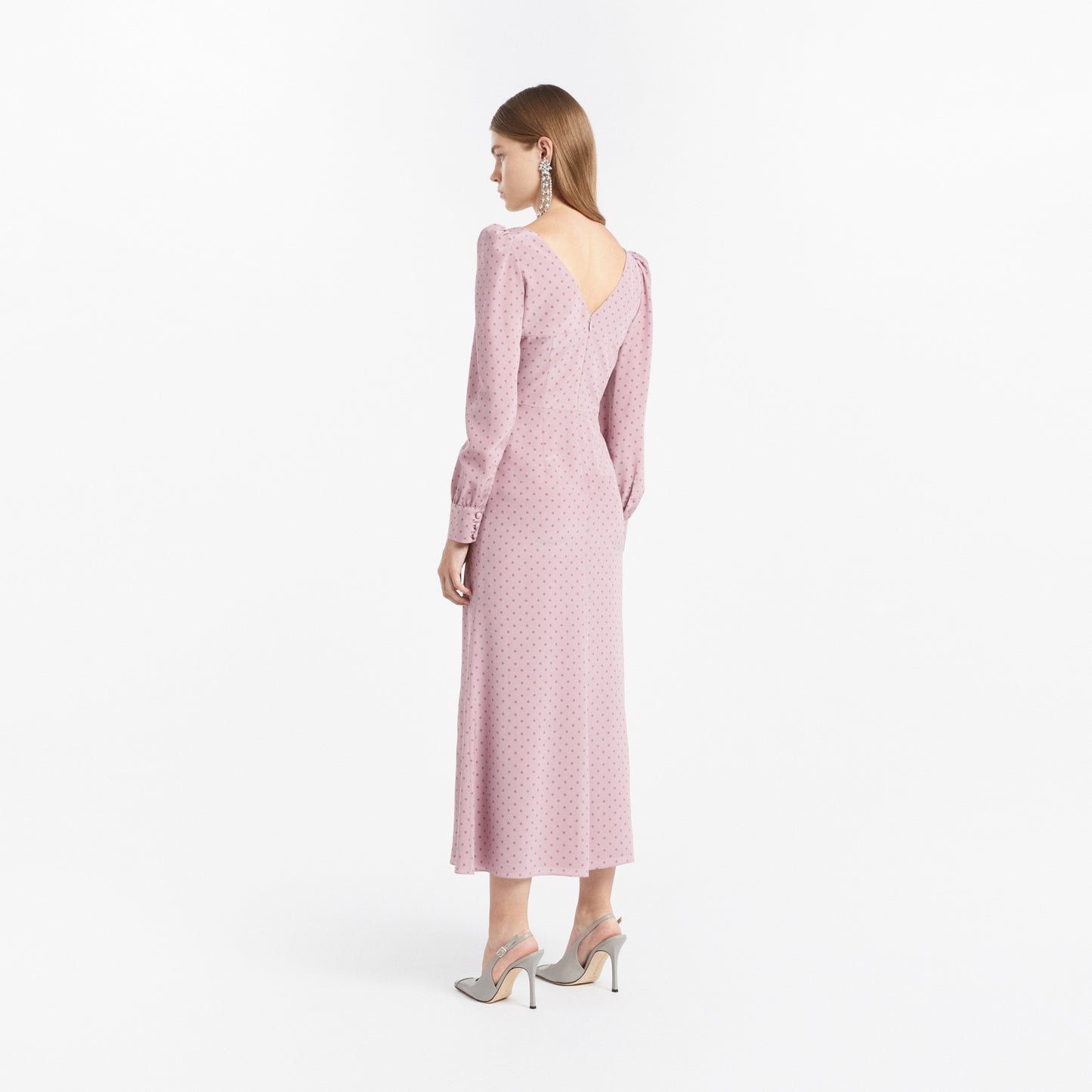 POLKA DOT MIDI DRESS WITH RUFFLES