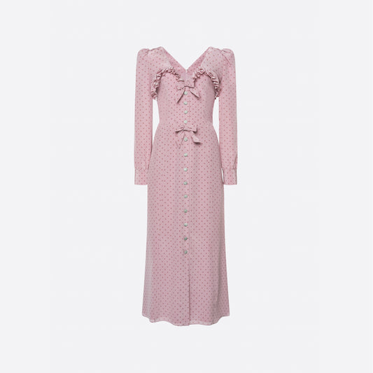 POLKA DOT MIDI DRESS WITH RUFFLES