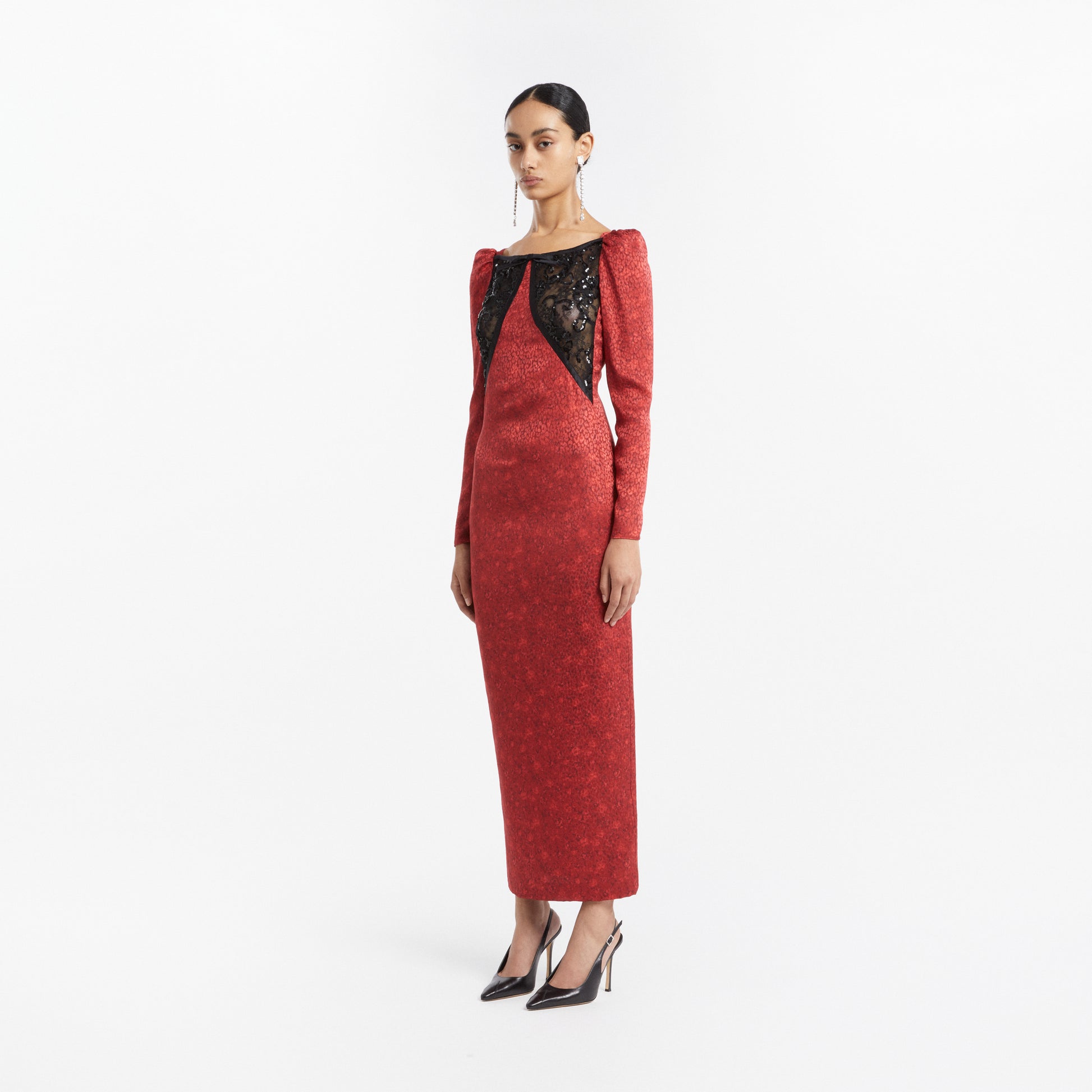 alessandra rich red silk dress Alessandra Rich Midi Polka Dot Print Silk Dress IT 42