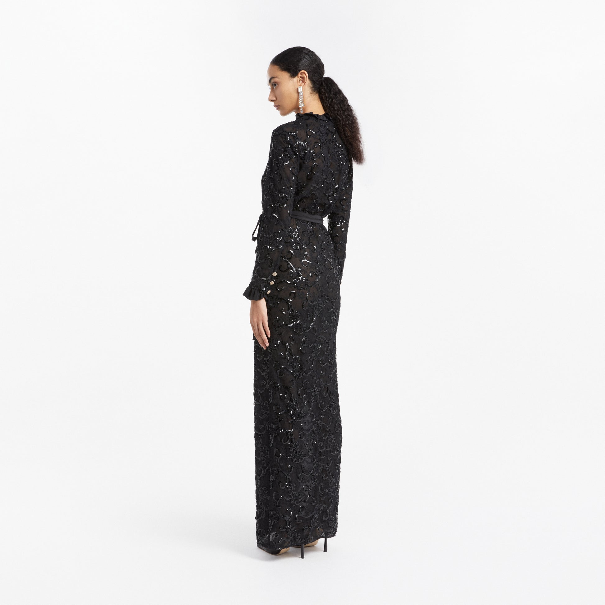 Alessandra Rich - Sequin Embroidered Lace Evening Dress - 38 - Black Alessandra Rich - Sequin Embroidered Lace Evening Dress - 38 - Black