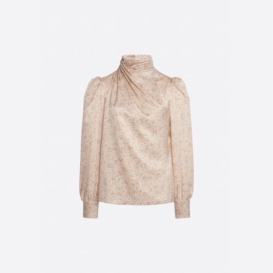 JACQUARD HIGH-NECK BLOUSE