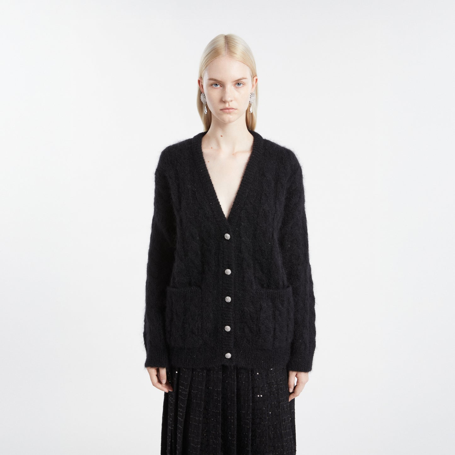 MOHAIR SEQUIN OVERSIZE CARDIGAN