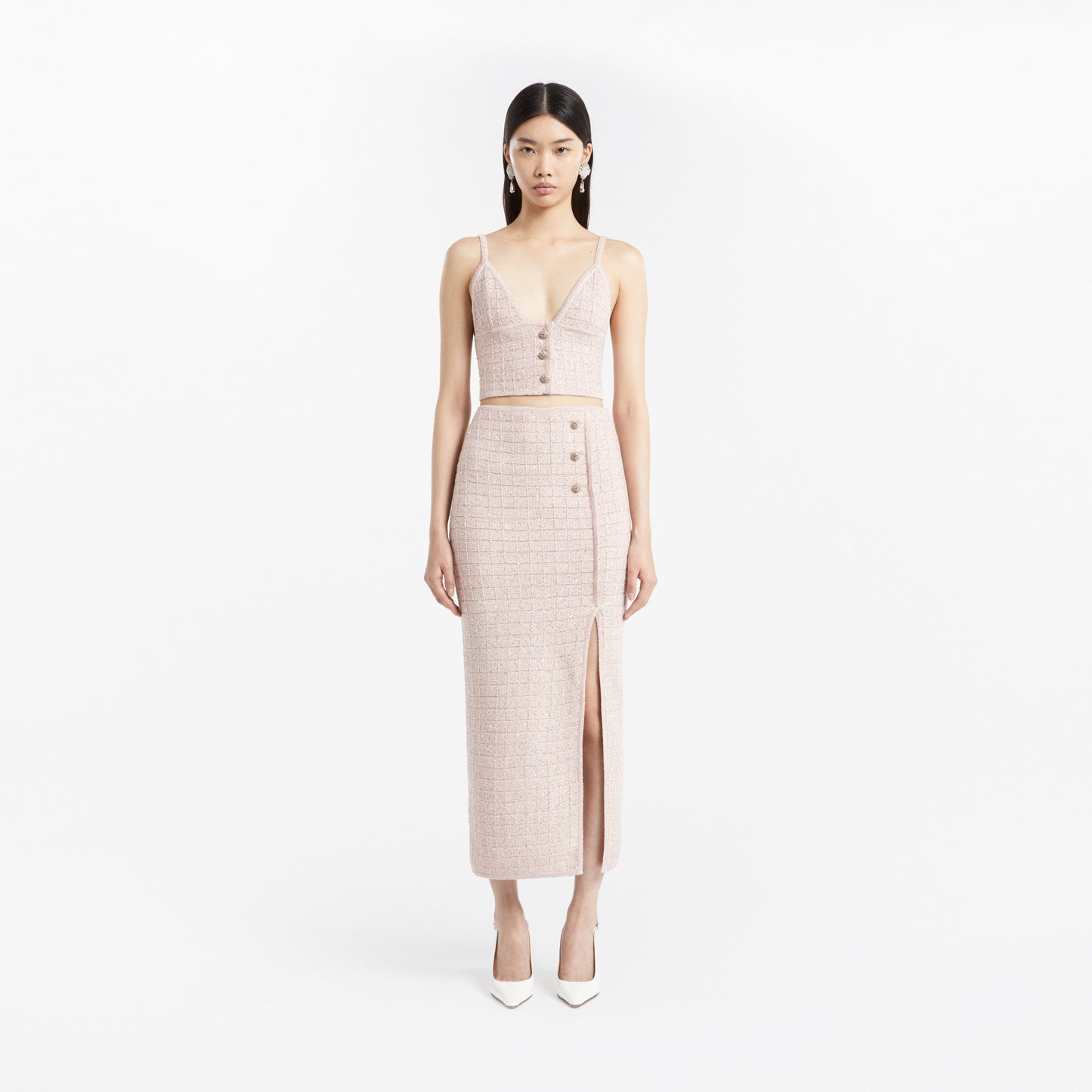 SEQUIN KNIT MIDI SKIRT