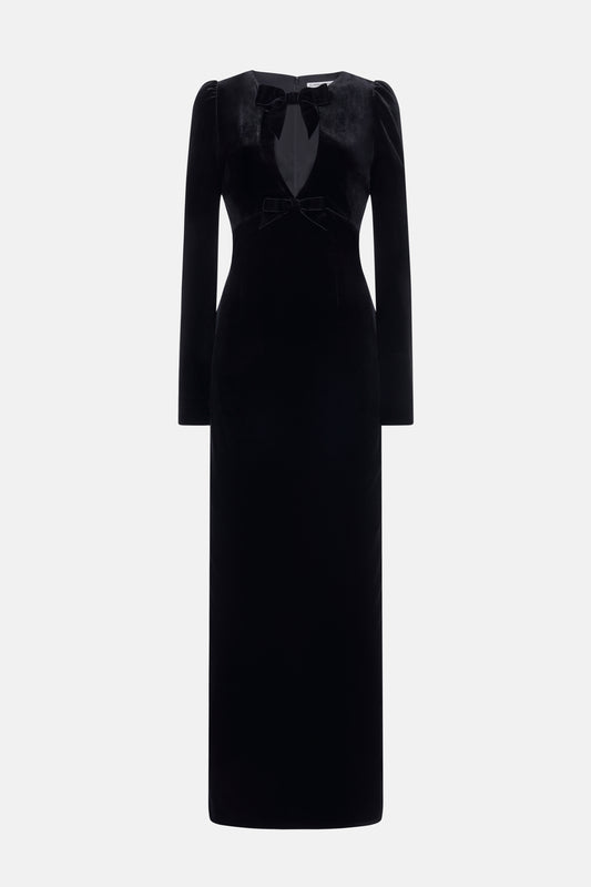 VELVET DRESS WITH BOW