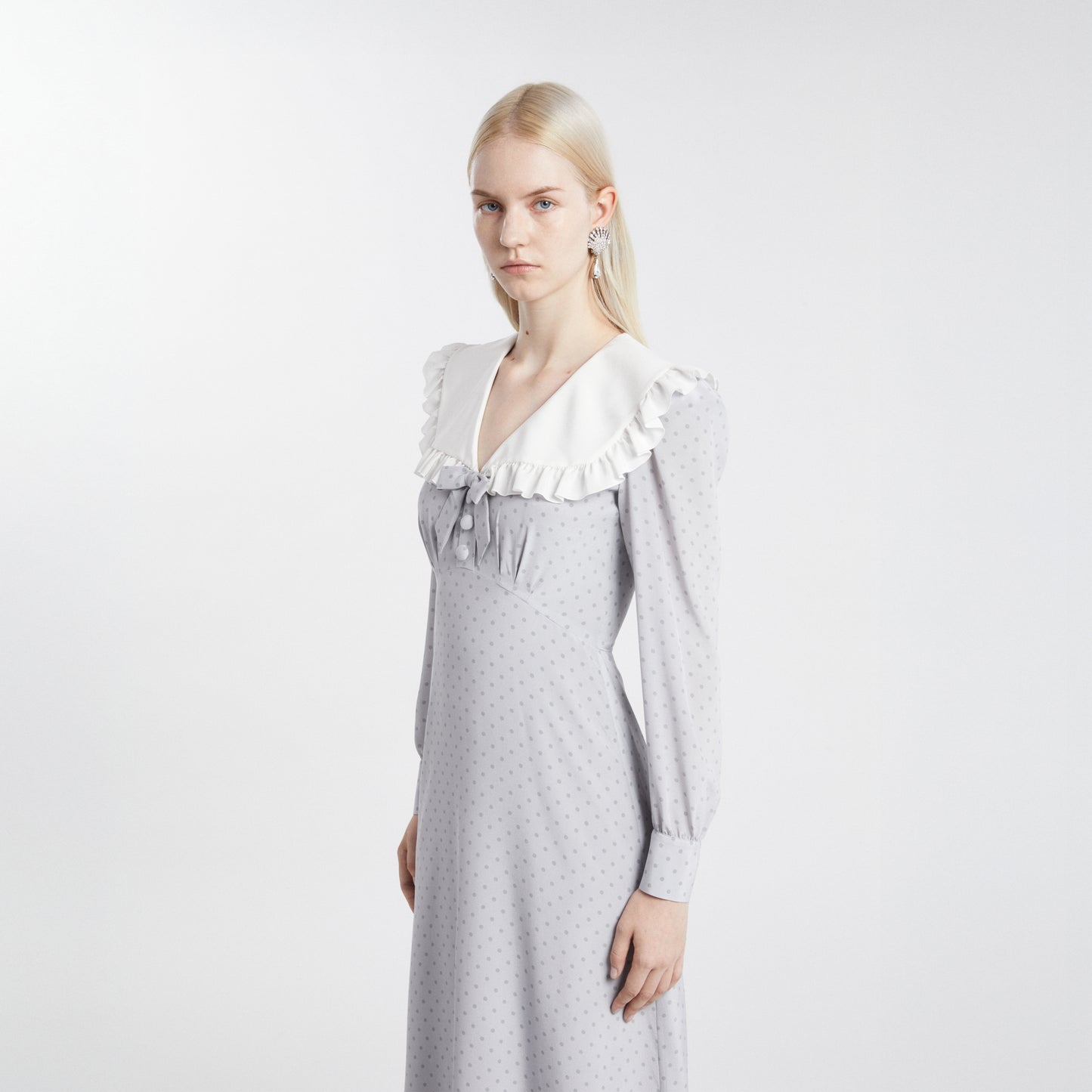 POLKA DOT MIDI DRESS WITH COLLAR