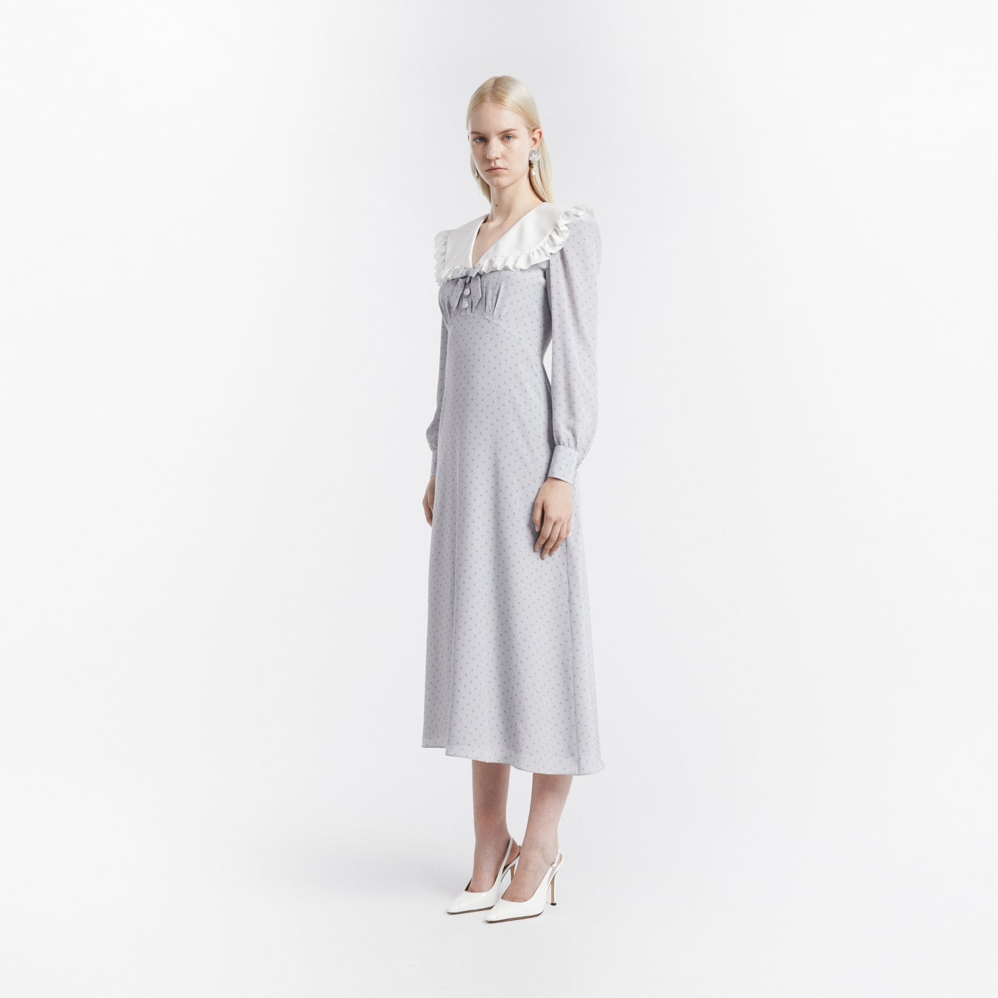 POLKA DOT MIDI DRESS WITH COLLAR