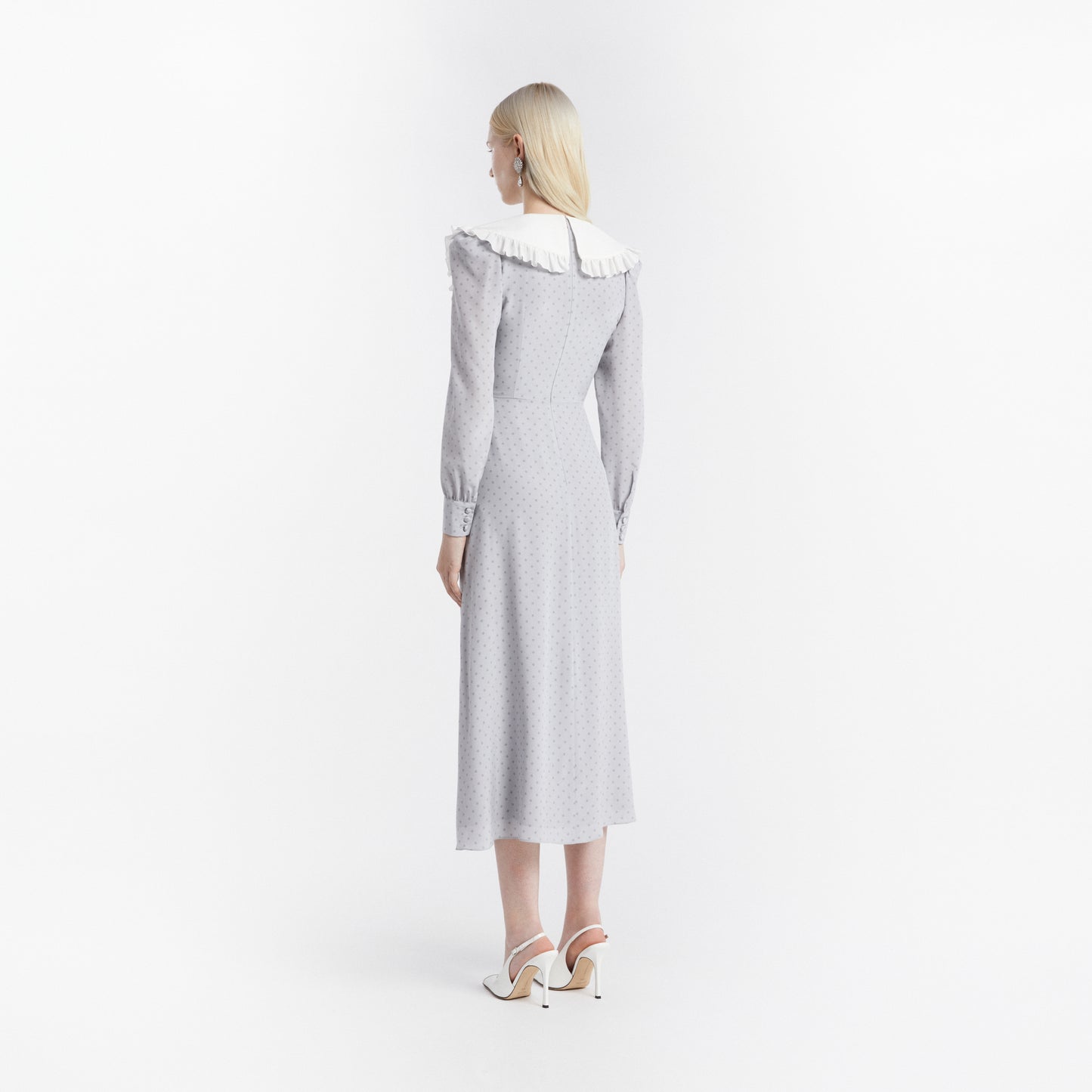 POLKA DOT MIDI DRESS WITH COLLAR