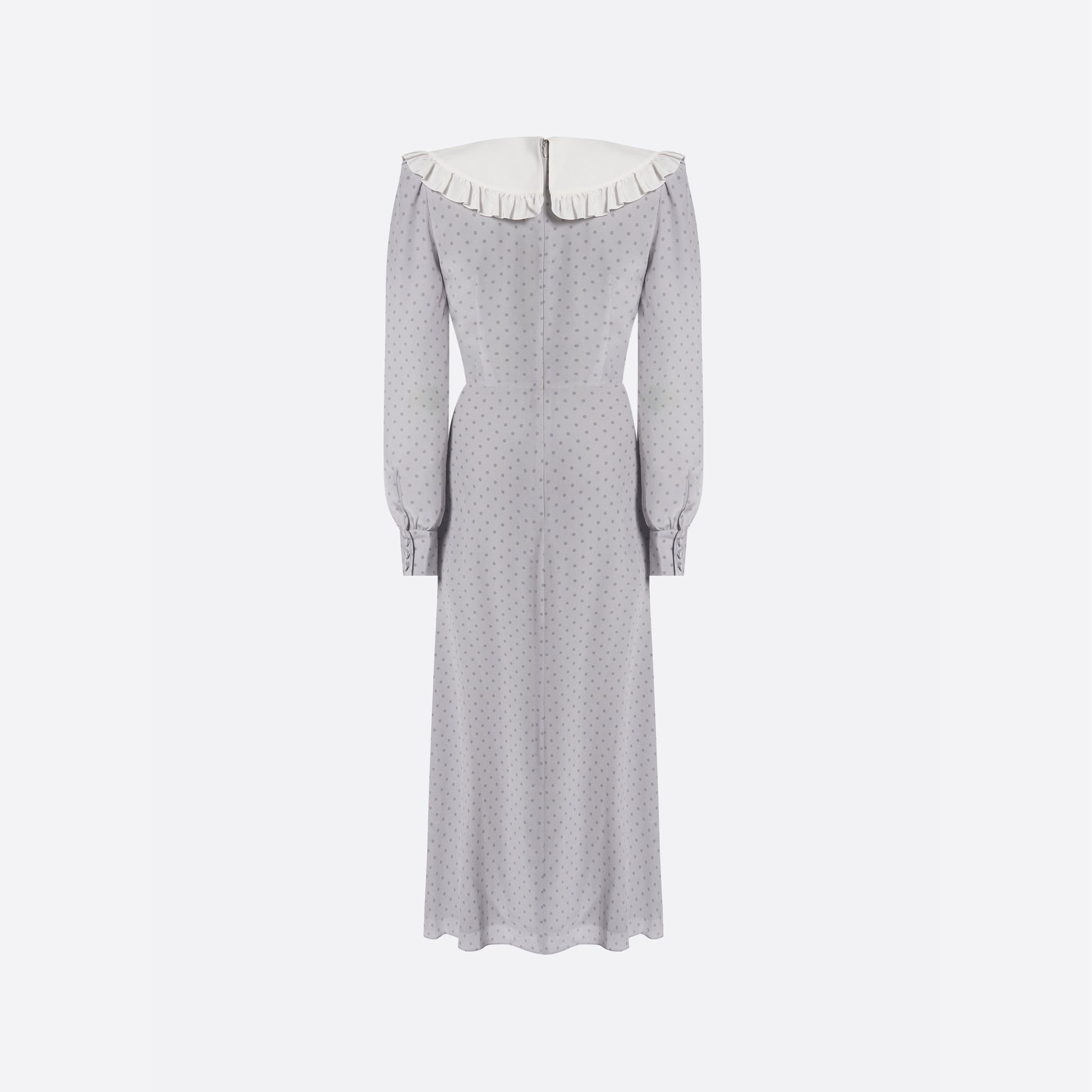 silk collar dress OPEN COLLAR FLARE SILK DRESS