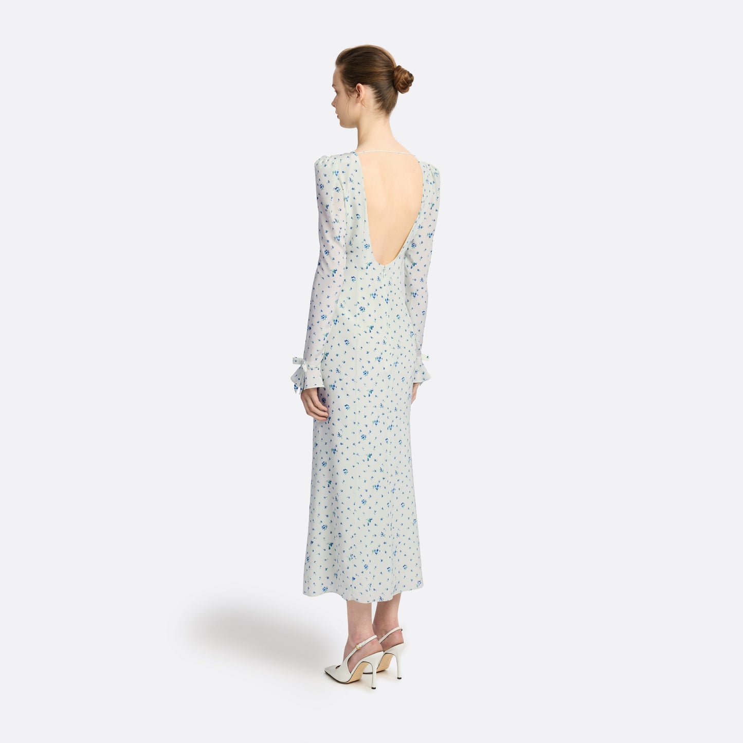 SILK OPEN BACK MIDI DRESS