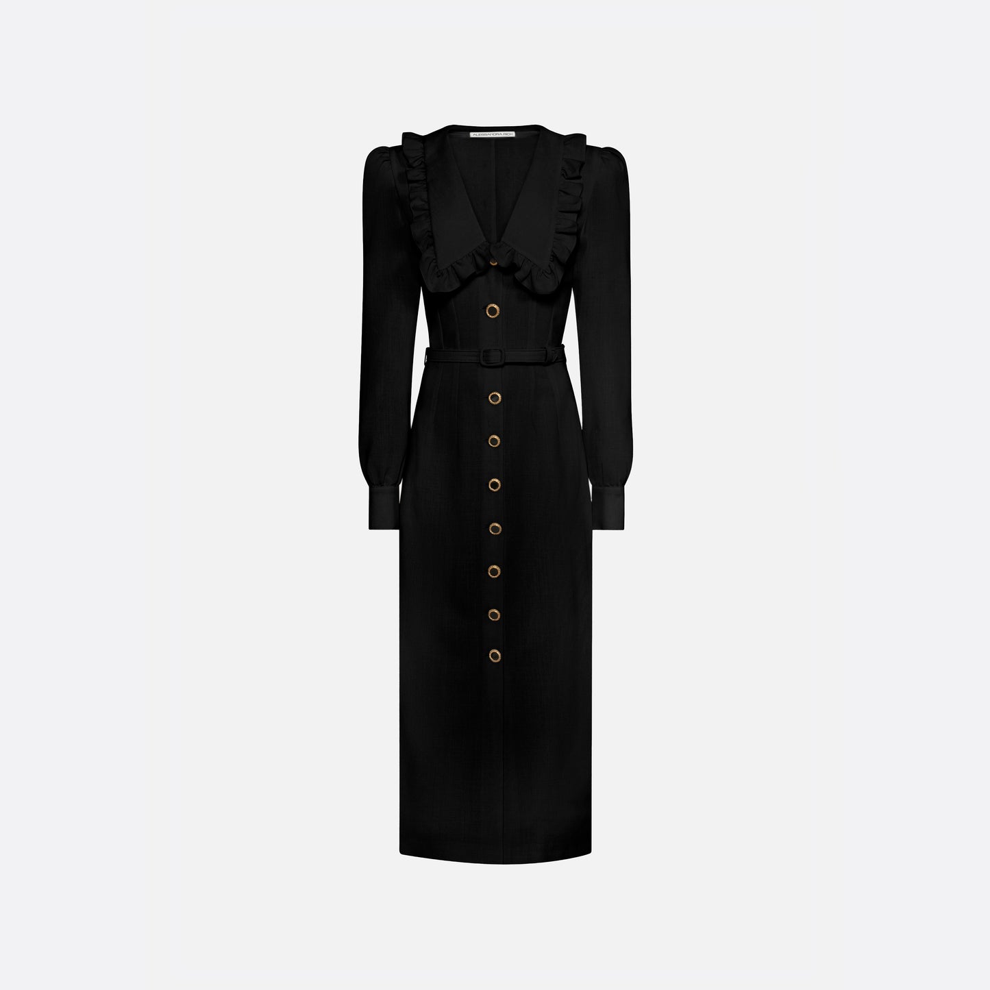 LIGHT WOOL CRÊPE MIDI DRESS WITH V-NECKLINE