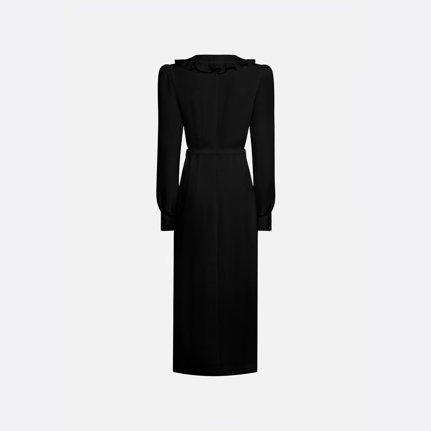 LIGHT WOOL CRÊPE MIDI DRESS WITH V-NECKLINE