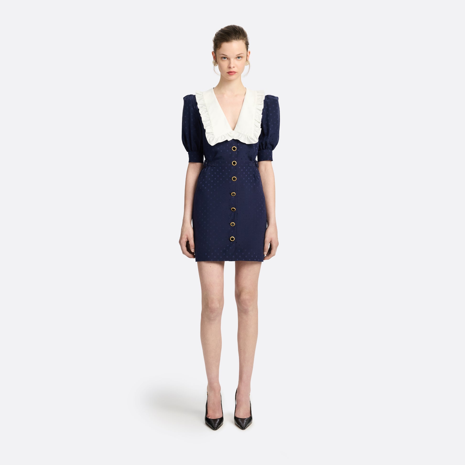 Alessandra Rich - Silk Jacquard Mini Dress With Buckles - 42