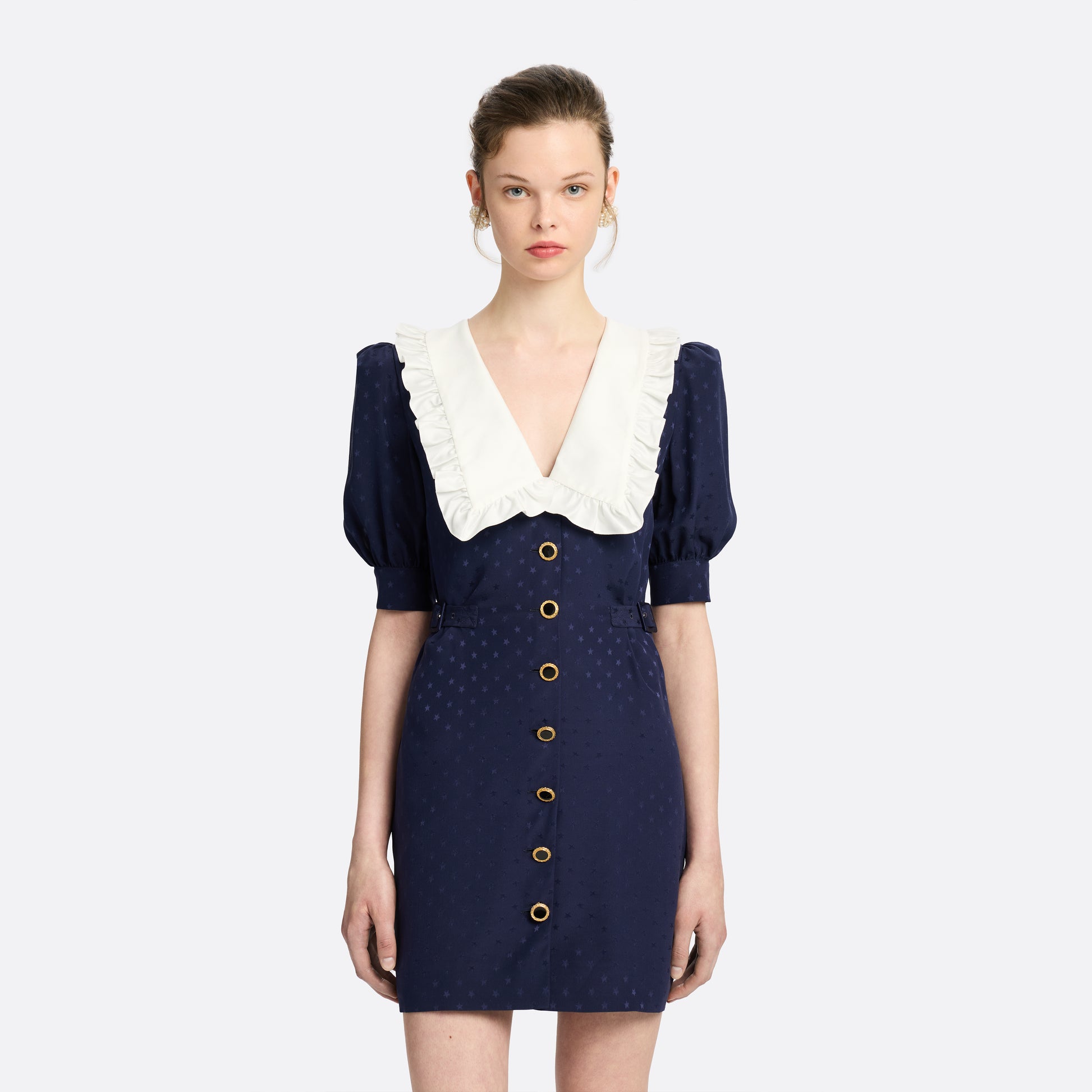 Alessandra Rich - Silk Jacquard Mini Dress With Buckles - 42
