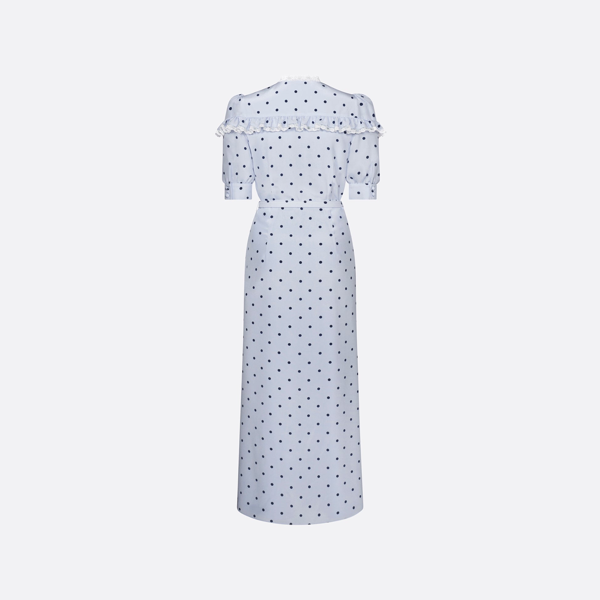 Alessandra Rich Silk Ruffled Midi Dress - Blue