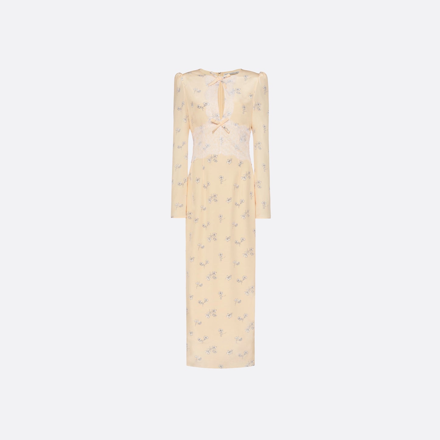 Alessandra Rich - Silk Midi Dress With Lace Detail - 38 - Pale Yellow