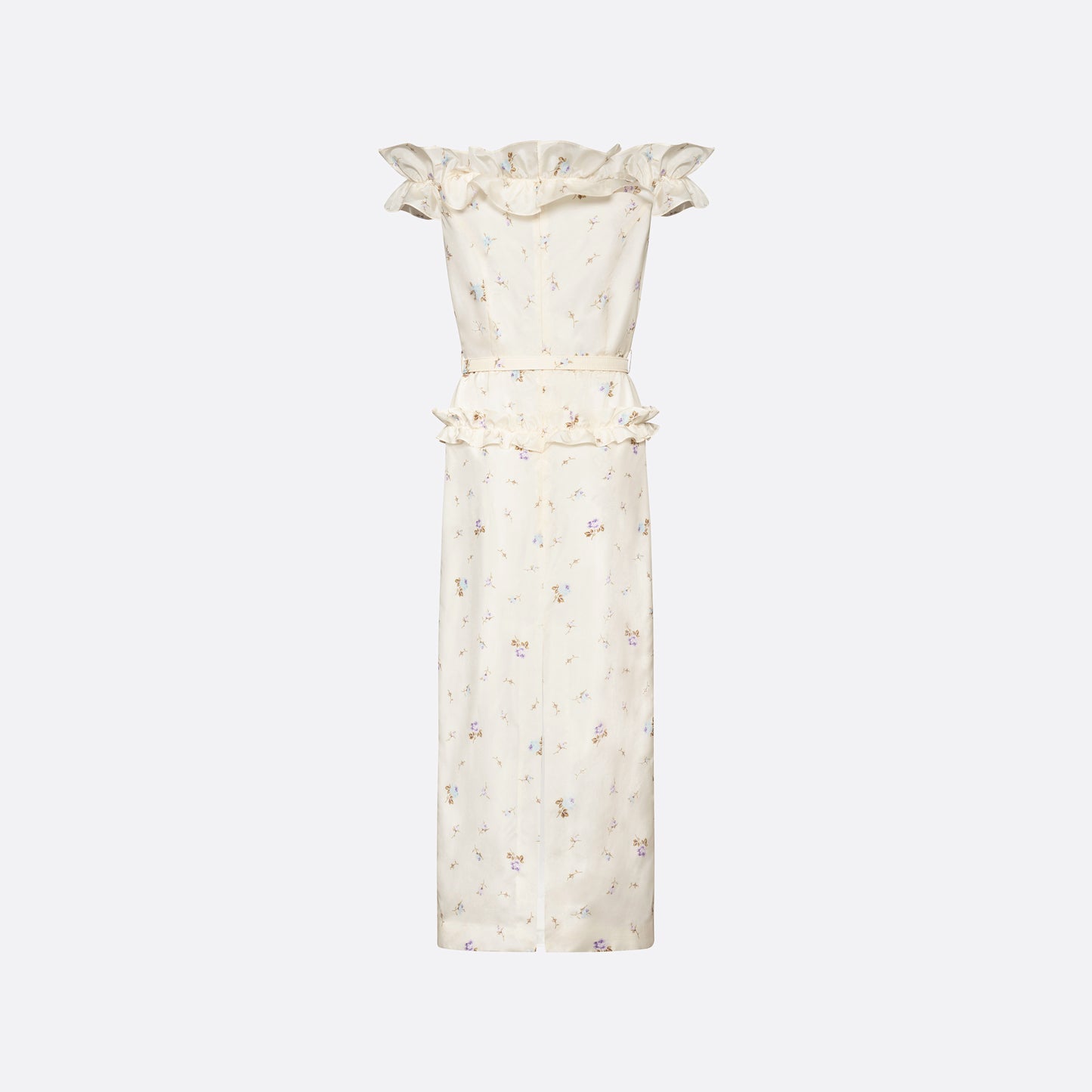 FLORAL-PRINT SILK TAFFETA OFF-SHOULDER DRESS