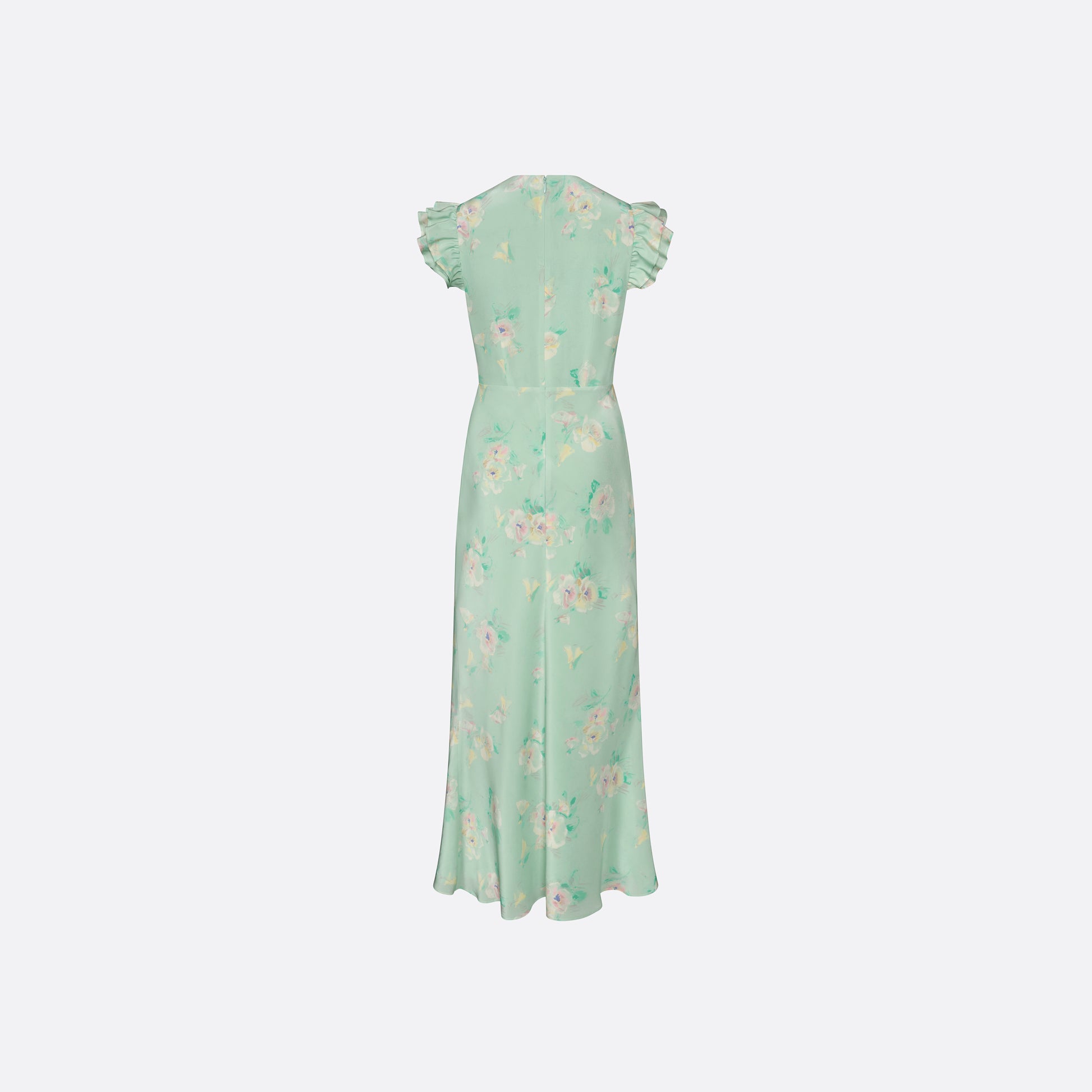 Alessandra Rich - Silk Midi Dress With Ruffle Sleeves - 40