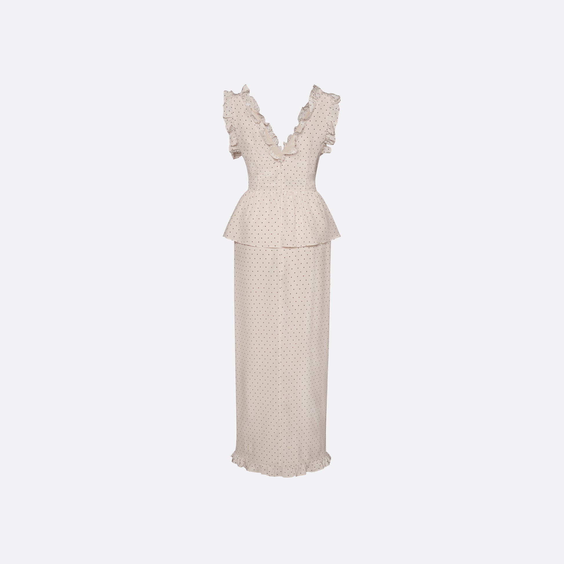 Alessandra Rich - Silk Peplum Midi Dress With Bow - 40 - Almond-brown Alessandra Rich - Silk Peplum Midi Dress With Bow - 40 - Almond-brown