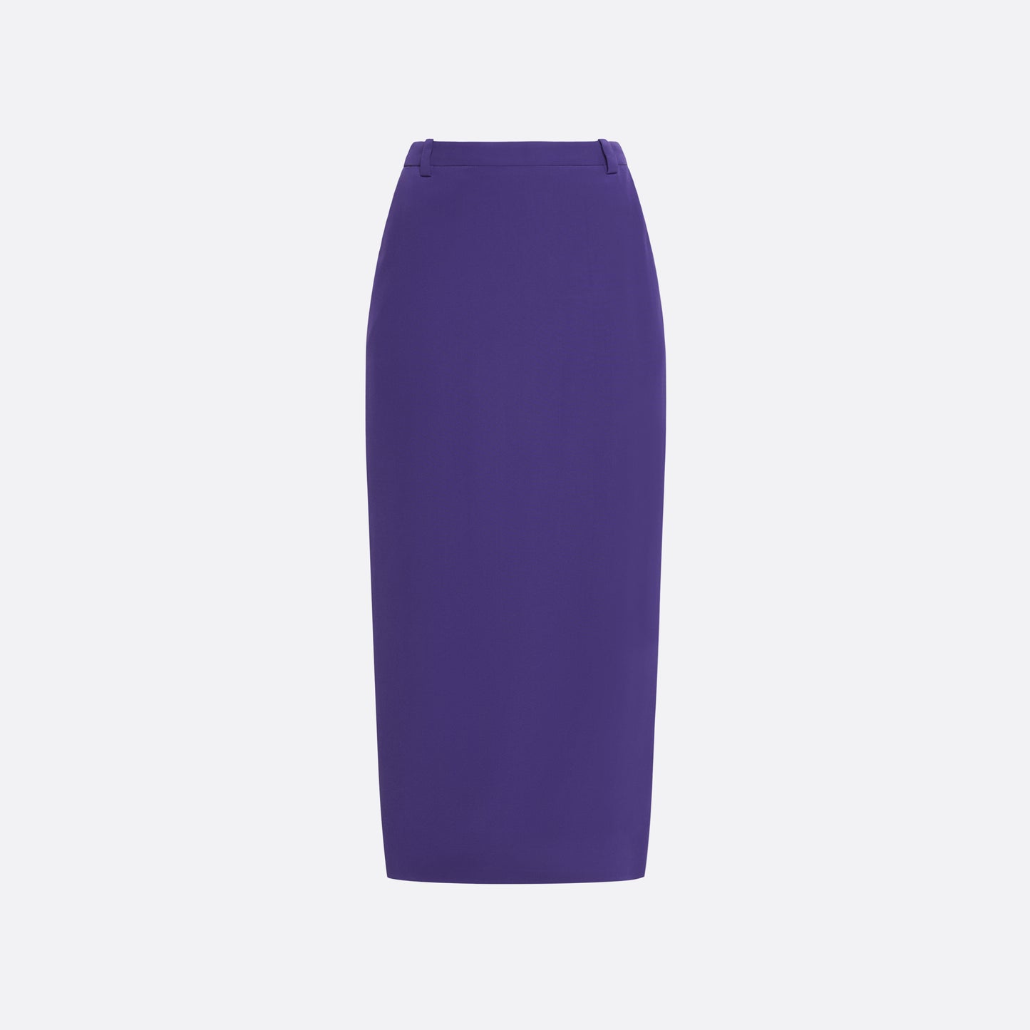 Purple silk crêpe de chine pencil skirt with pockets and a side split.

Look 7 – Fall Winter 2026 Lookbook.