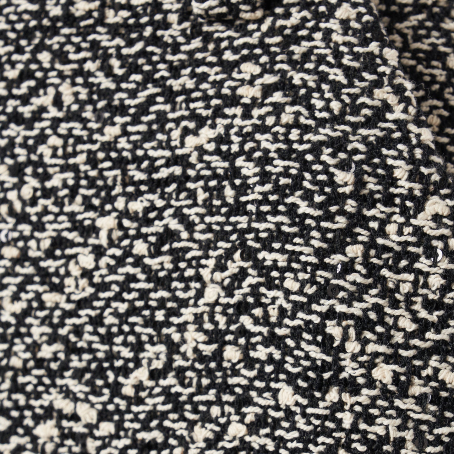 Black and white melange sequin tweed pencil skirt with a back split.