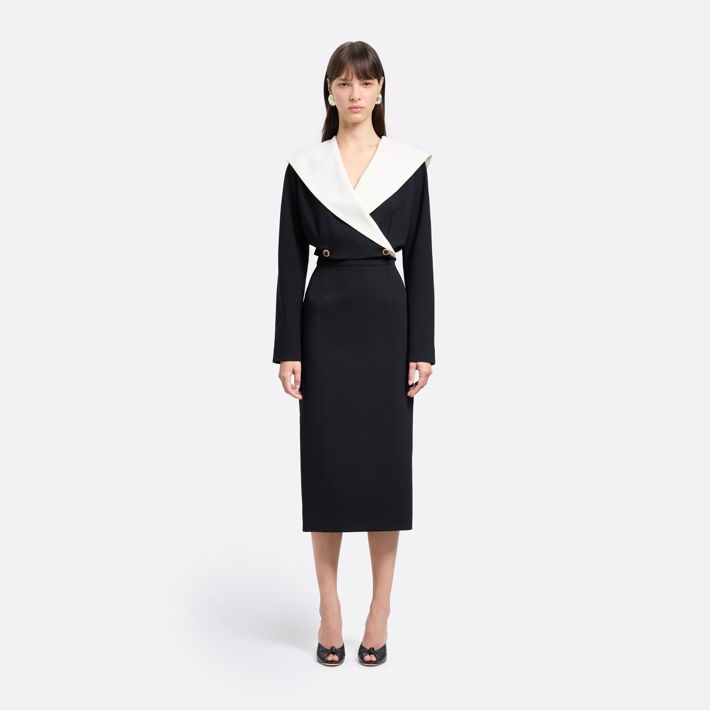 WOOL CRÊPE CROPPED DOUBLE BREASTED JACKET