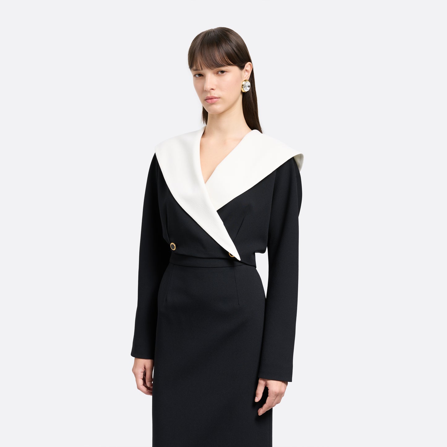 WOOL CRÊPE CROPPED DOUBLE BREASTED JACKET