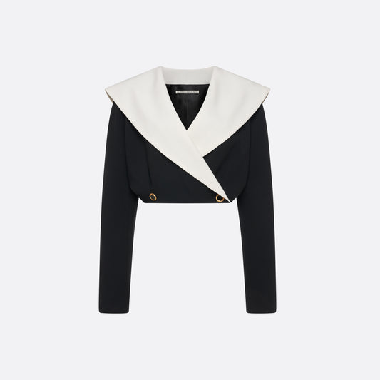 WOOL CRÊPE CROPPED DOUBLE BREASTED JACKET